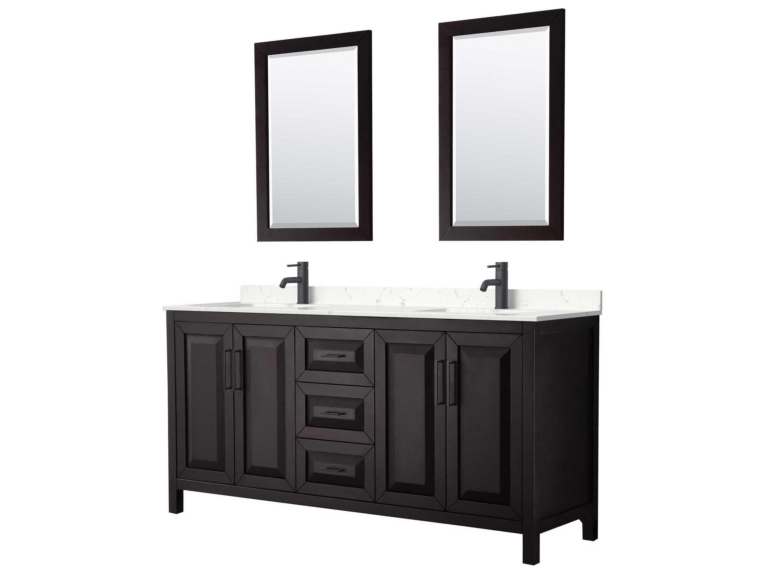 Wyndham Collection Daria 72" Dark Espresso Vanity with 24" Mirror
