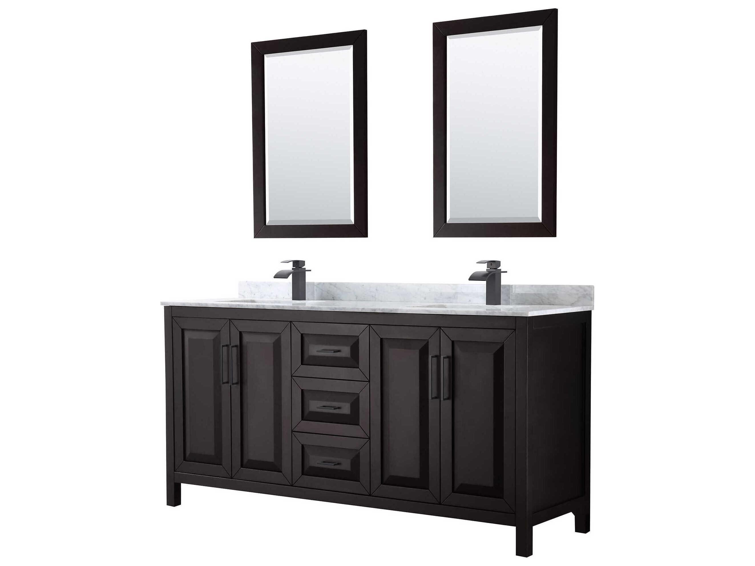 Wyndham Collection Daria 72" Dark Espresso Vanity with 24" Mirror