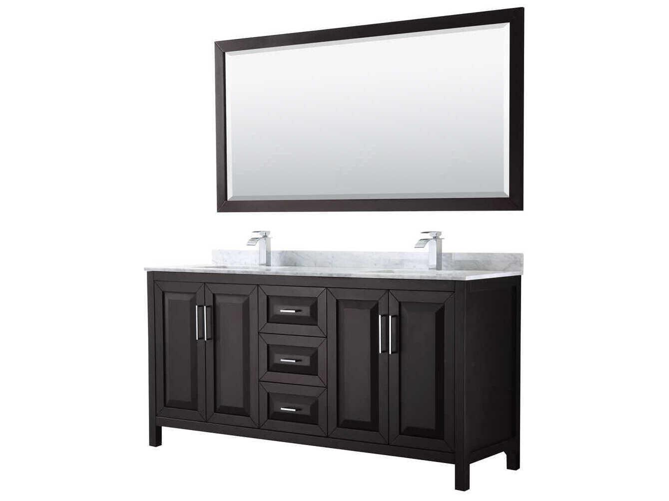 Wyndham Collection Daria 72" Dark Espresso Vanity with 70" Mirror