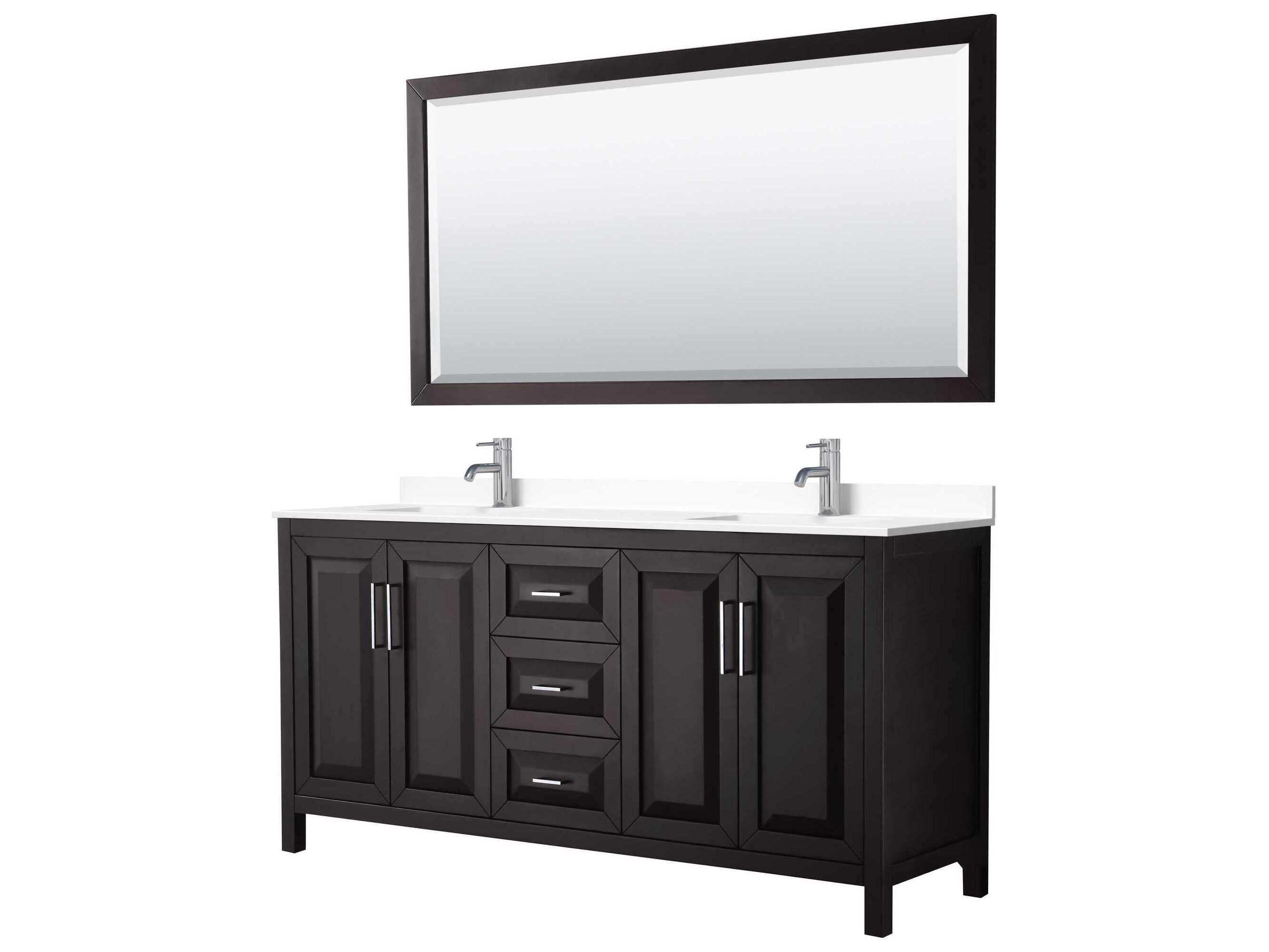Wyndham Collection Daria 72" Dark Espresso Vanity with 70" Mirror