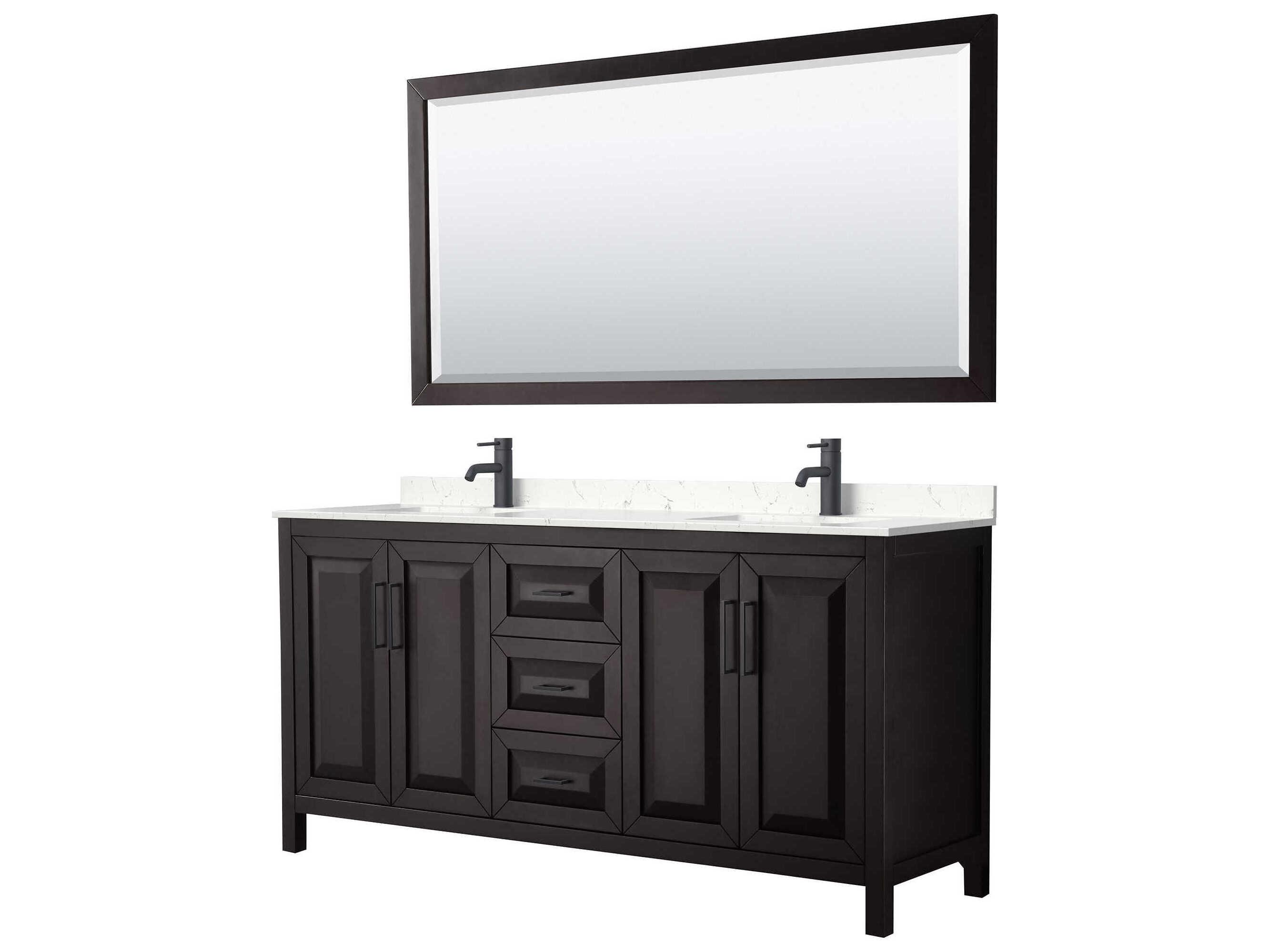 Wyndham Collection Daria 72" Dark Espresso Vanity with 70" Mirror