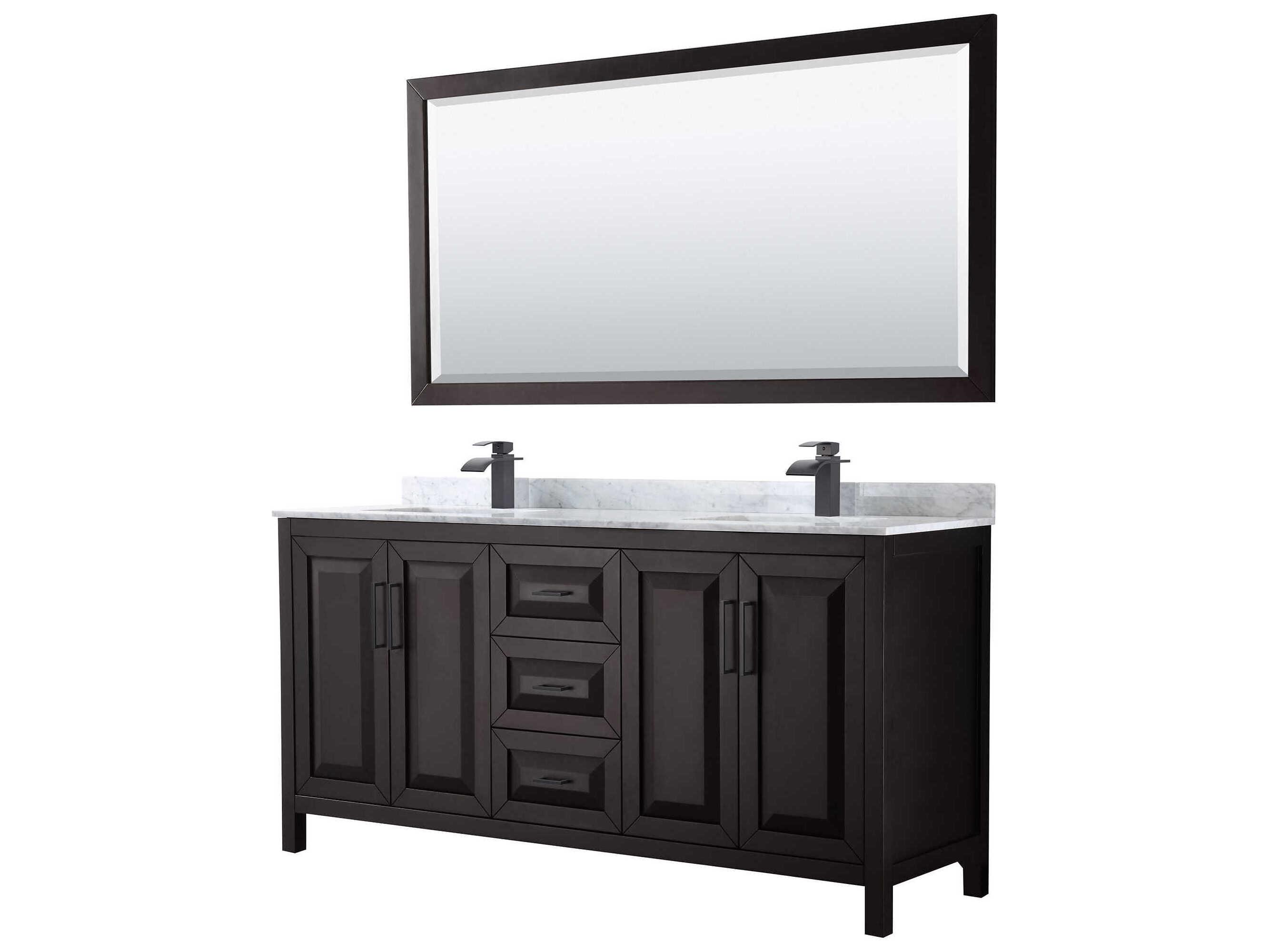 Wyndham Collection Daria 72" Dark Espresso Vanity with 70" Mirror