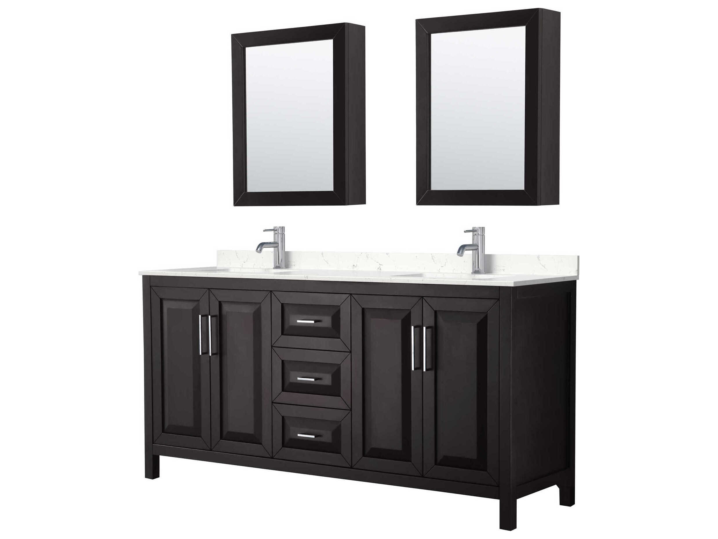 Wyndham Collection Daria 72" Dark Espresso Vanity with Medicine Cabinet