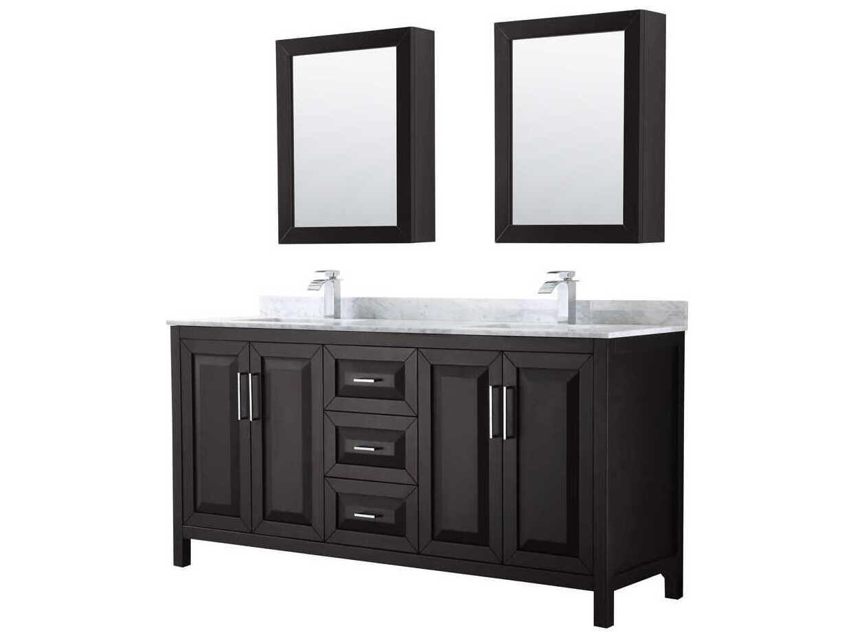 Wyndham Collection Daria 72" Dark Espresso Vanity with Medicine Cabinet
