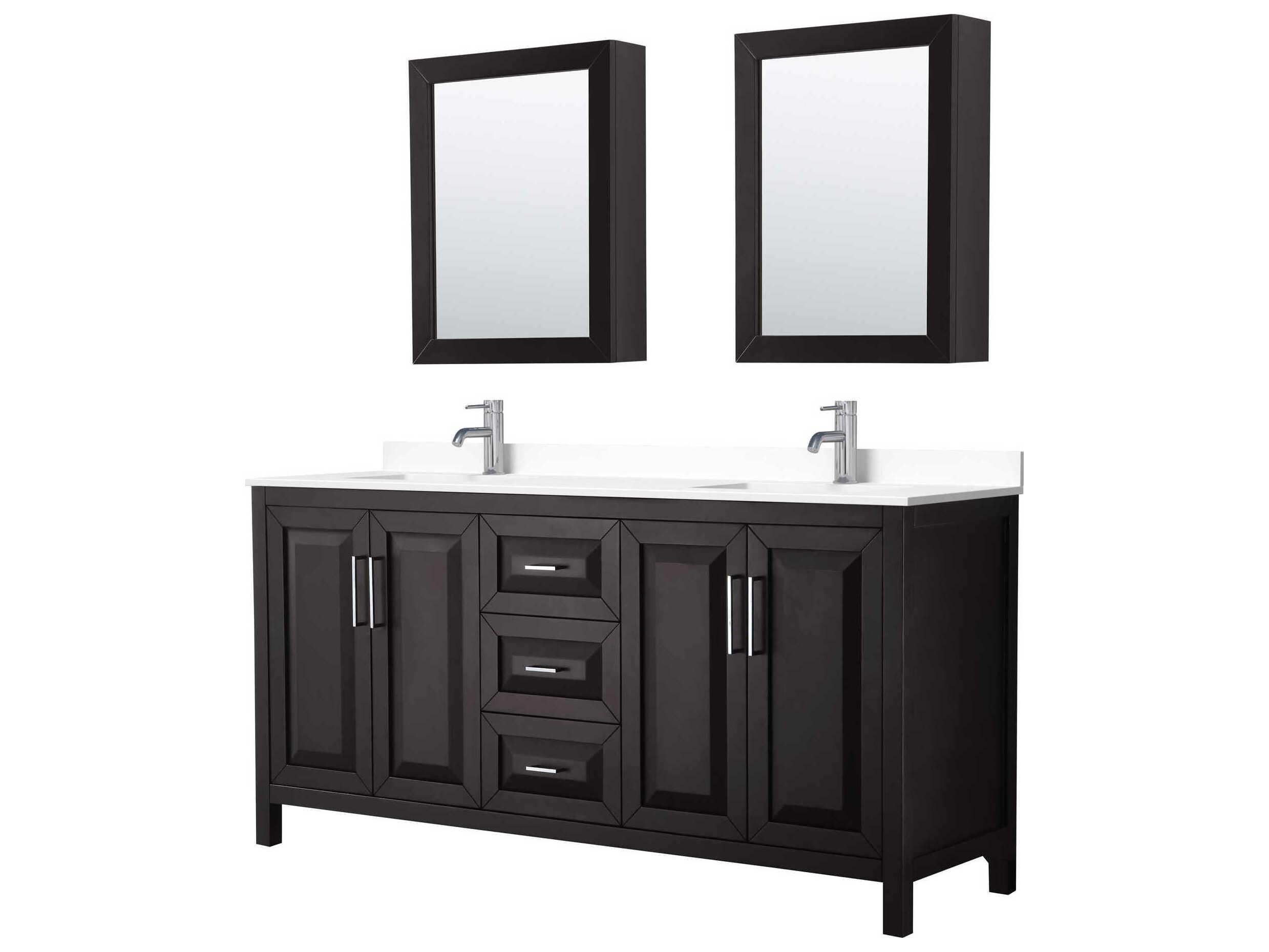 Wyndham Collection Daria 72" Dark Espresso Vanity with Medicine Cabinet