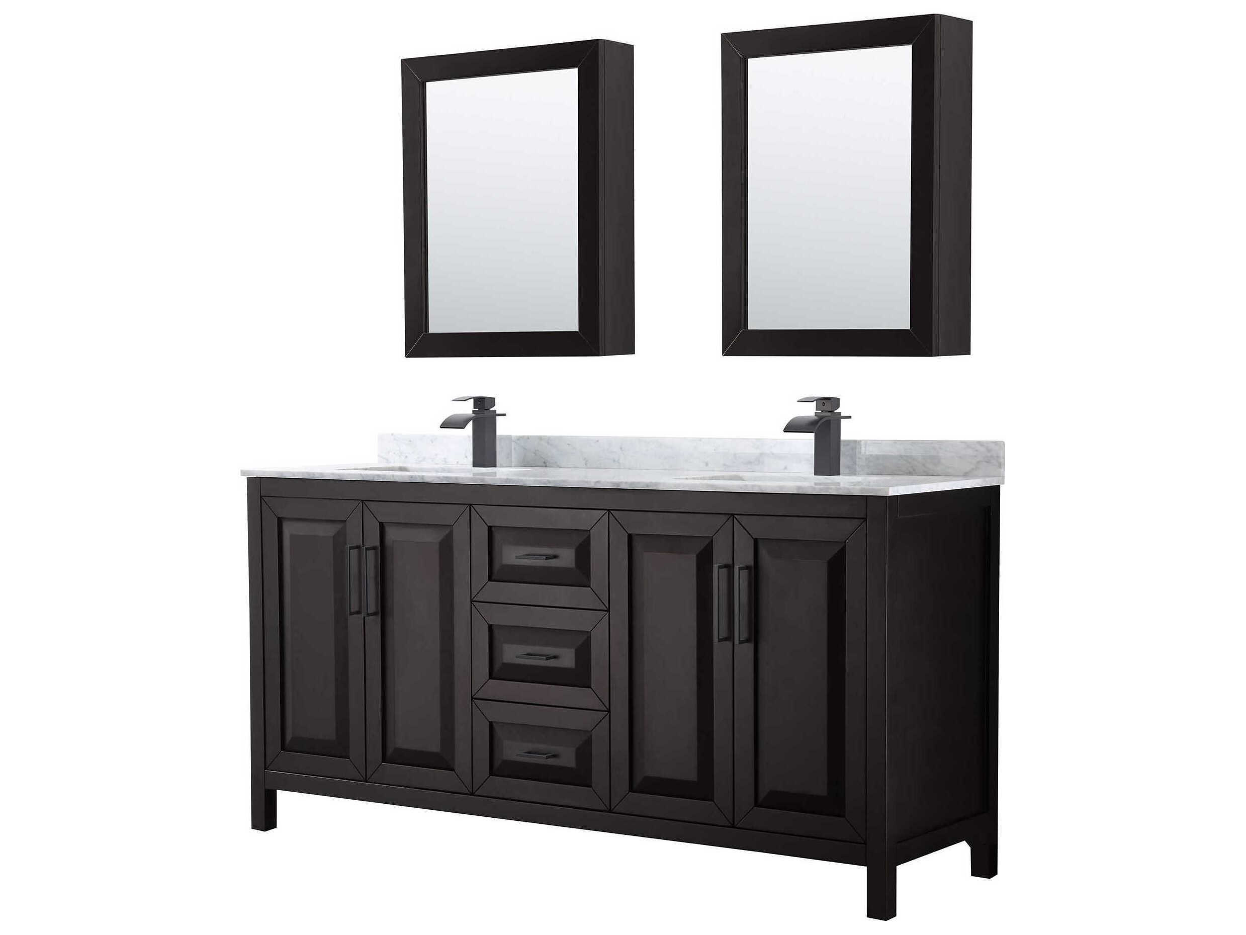 Wyndham Collection Daria 72" Dark Espresso Vanity with Medicine Cabinet