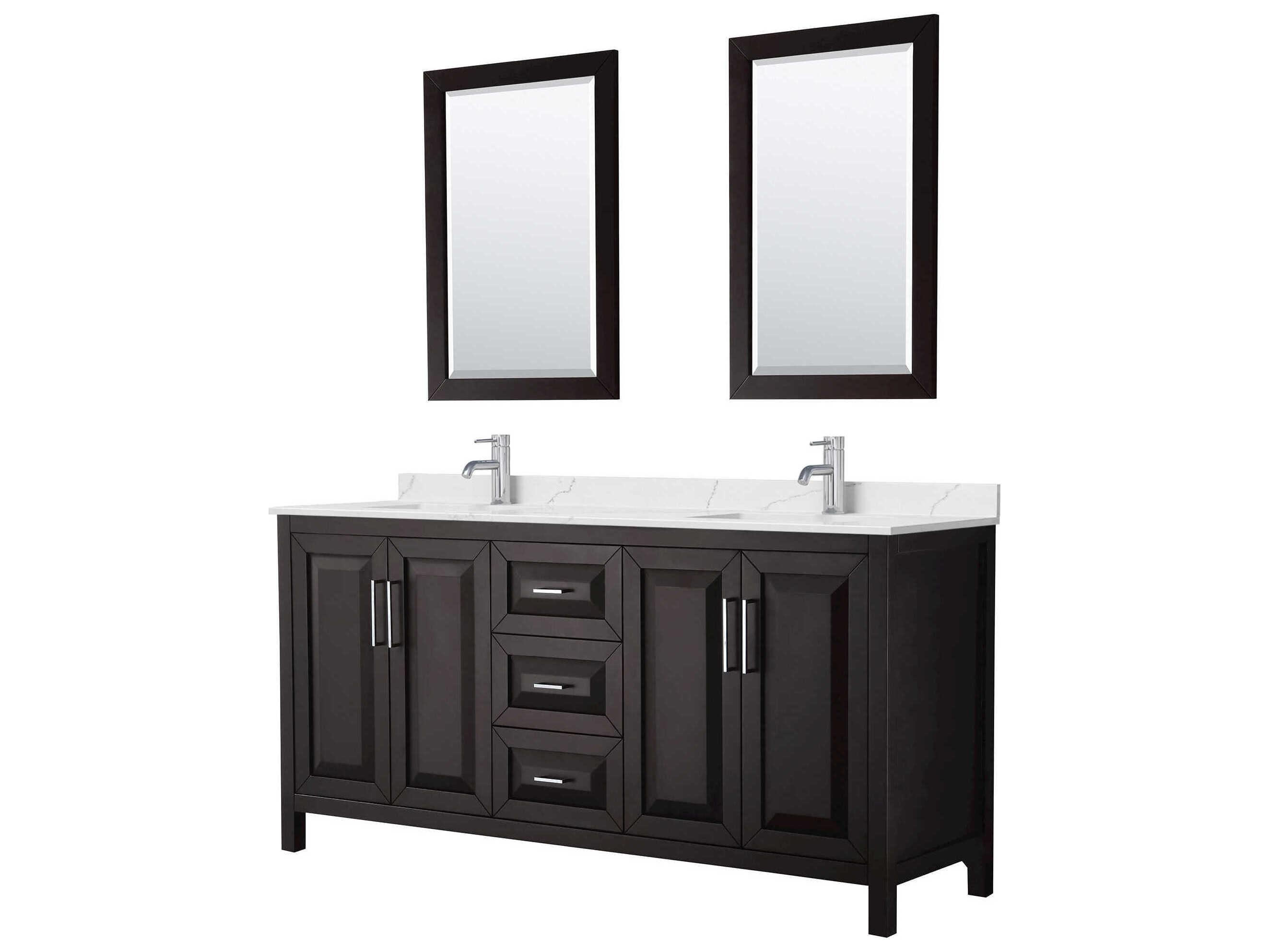 Wyndham Collection Daria 72" Dark Espresso Vanity with 24" Mirror