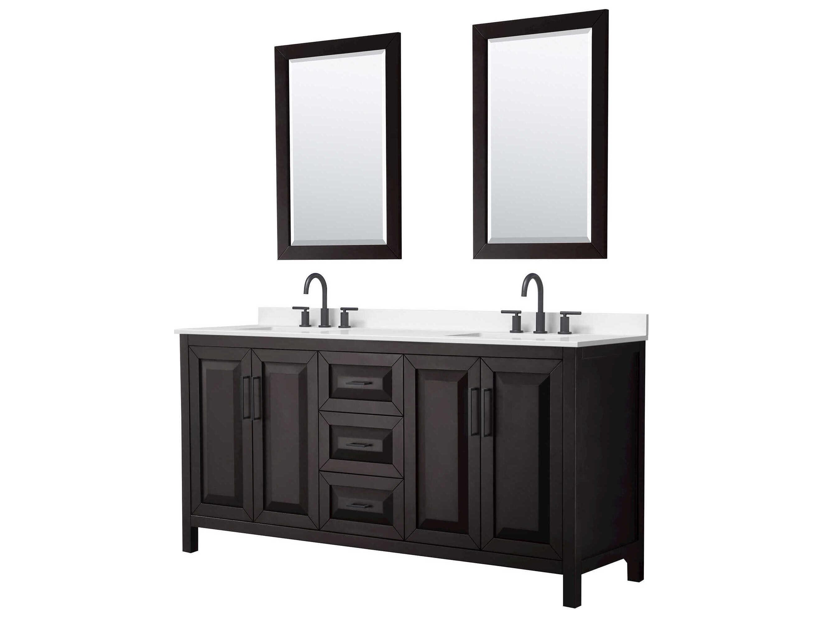 Wyndham Collection Daria 72" Dark Espresso Vanity with 24" Mirror