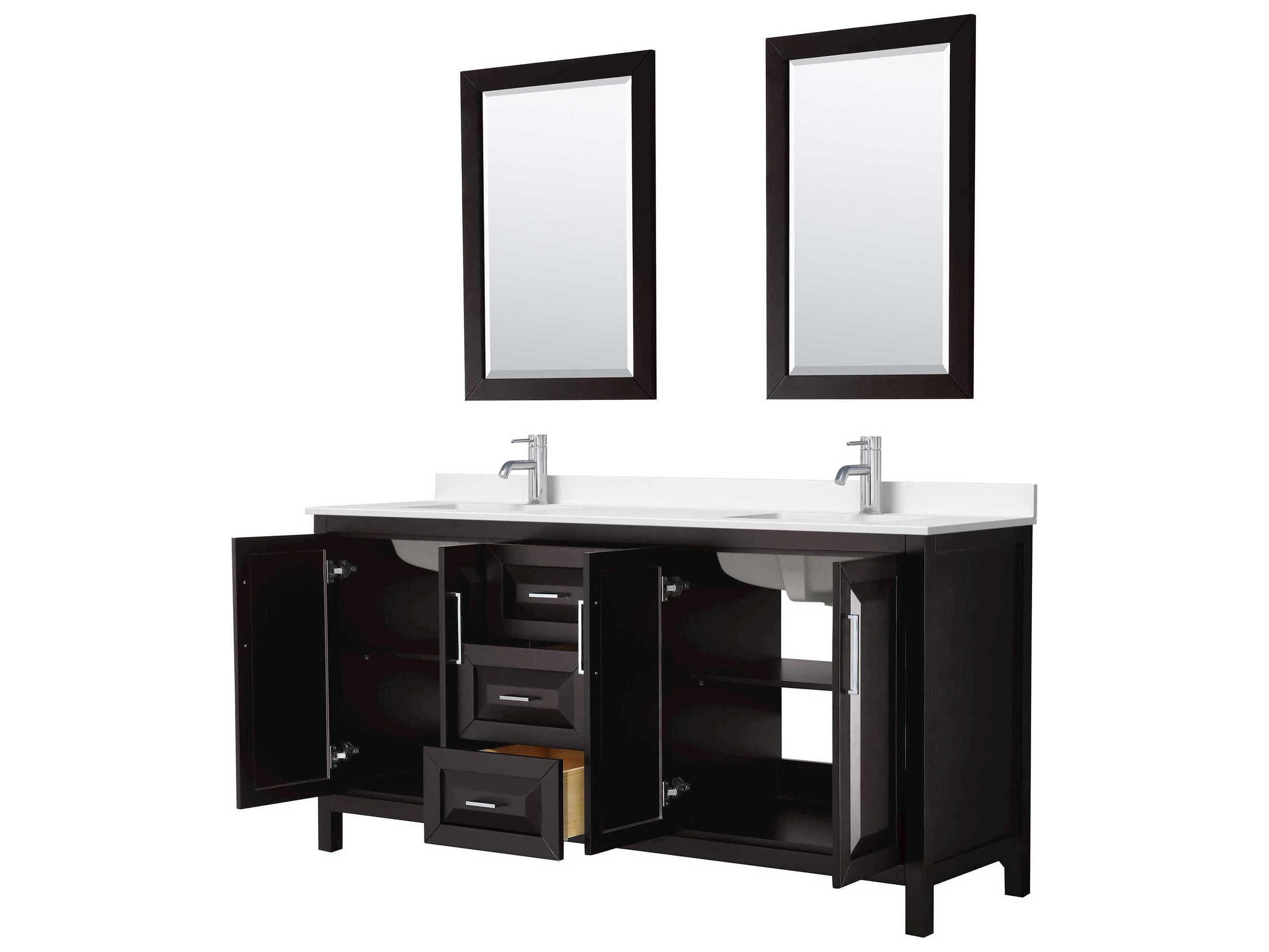 Wyndham Collection Daria 72" Dark Espresso Vanity with 24" Mirror
