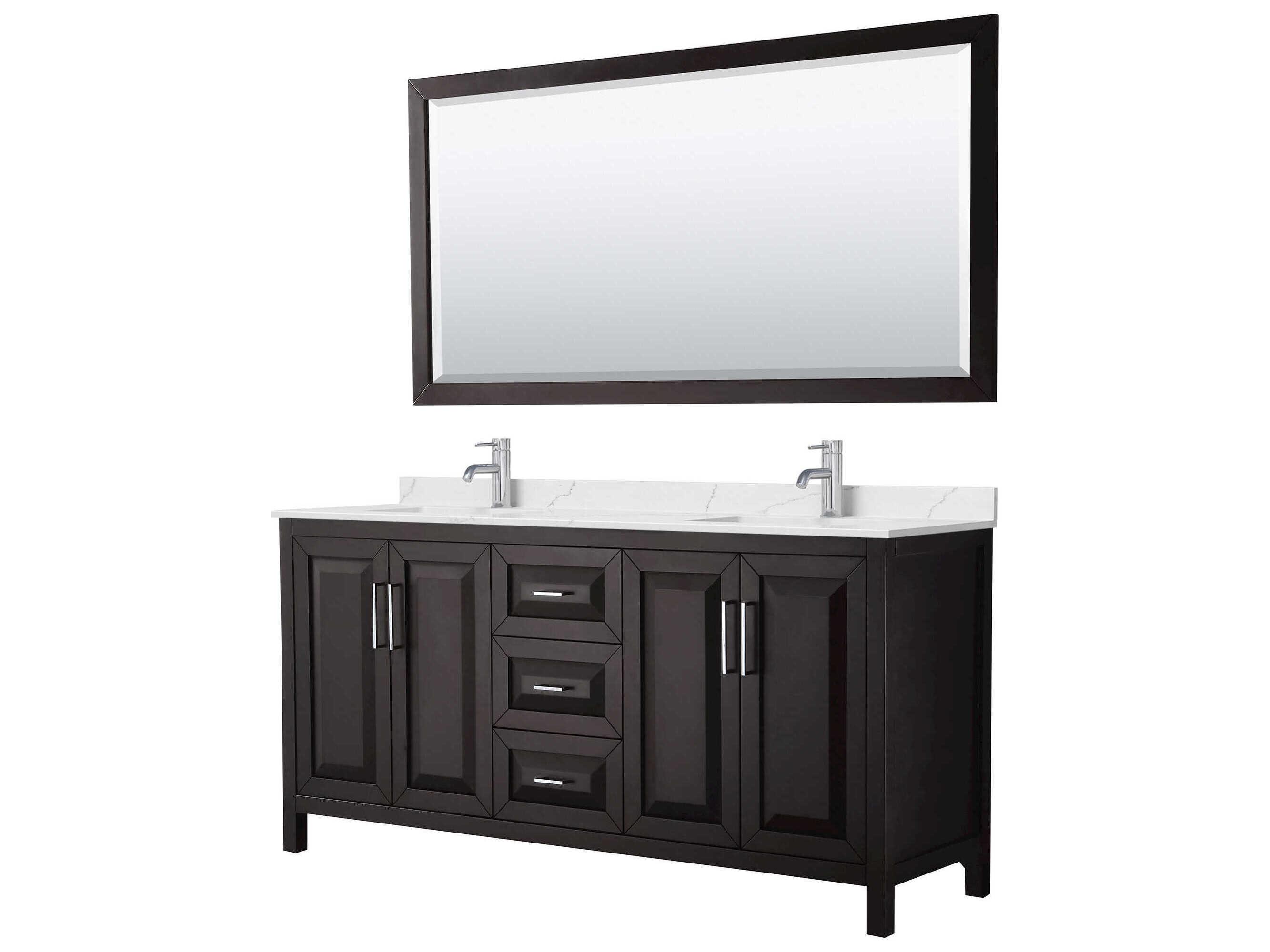 Wyndham Collection Daria 72" Dark Espresso Vanity with 70" Mirror