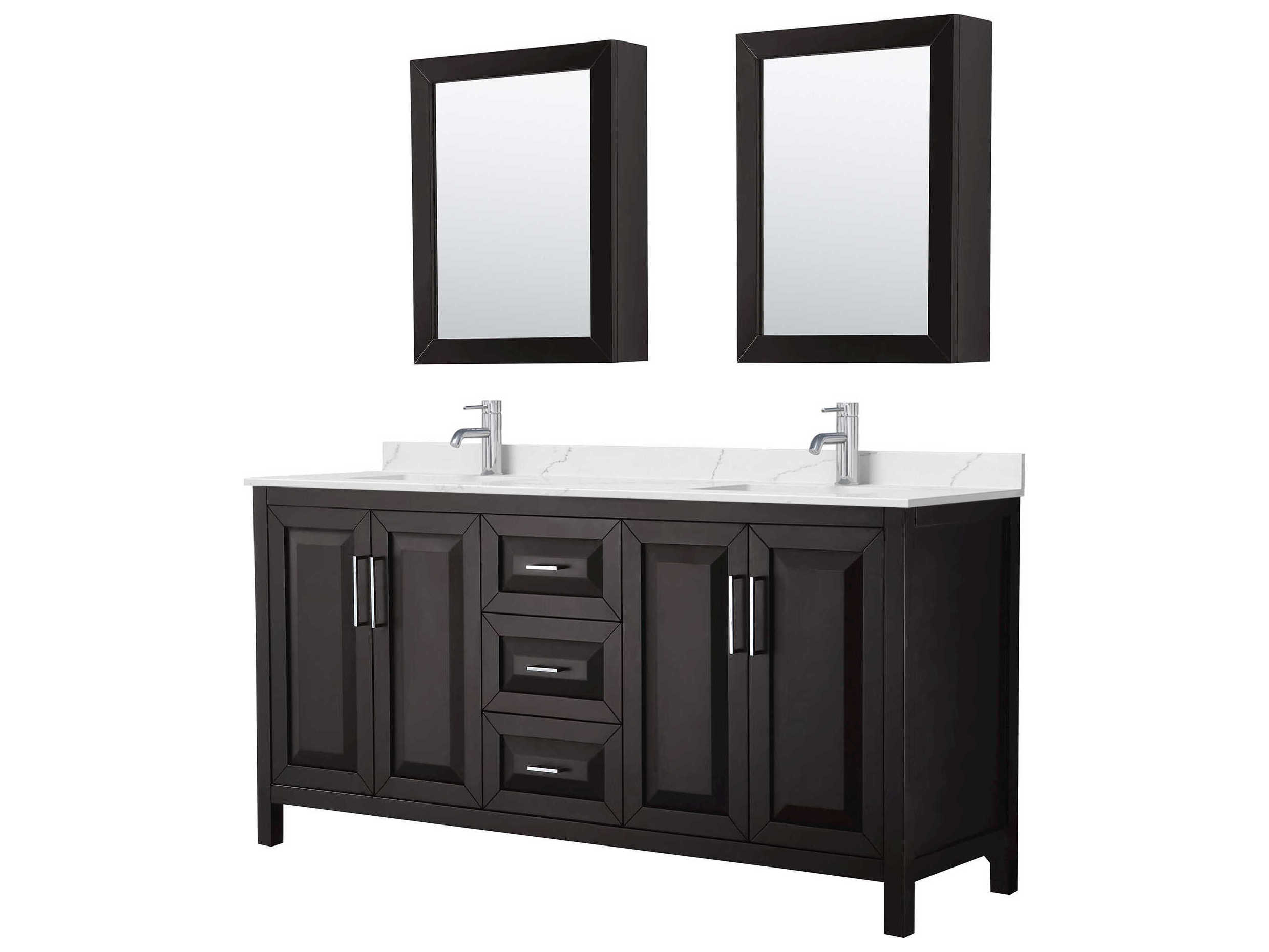 Wyndham Collection Daria 72" Dark Espresso Vanity with Medicine Cabinet