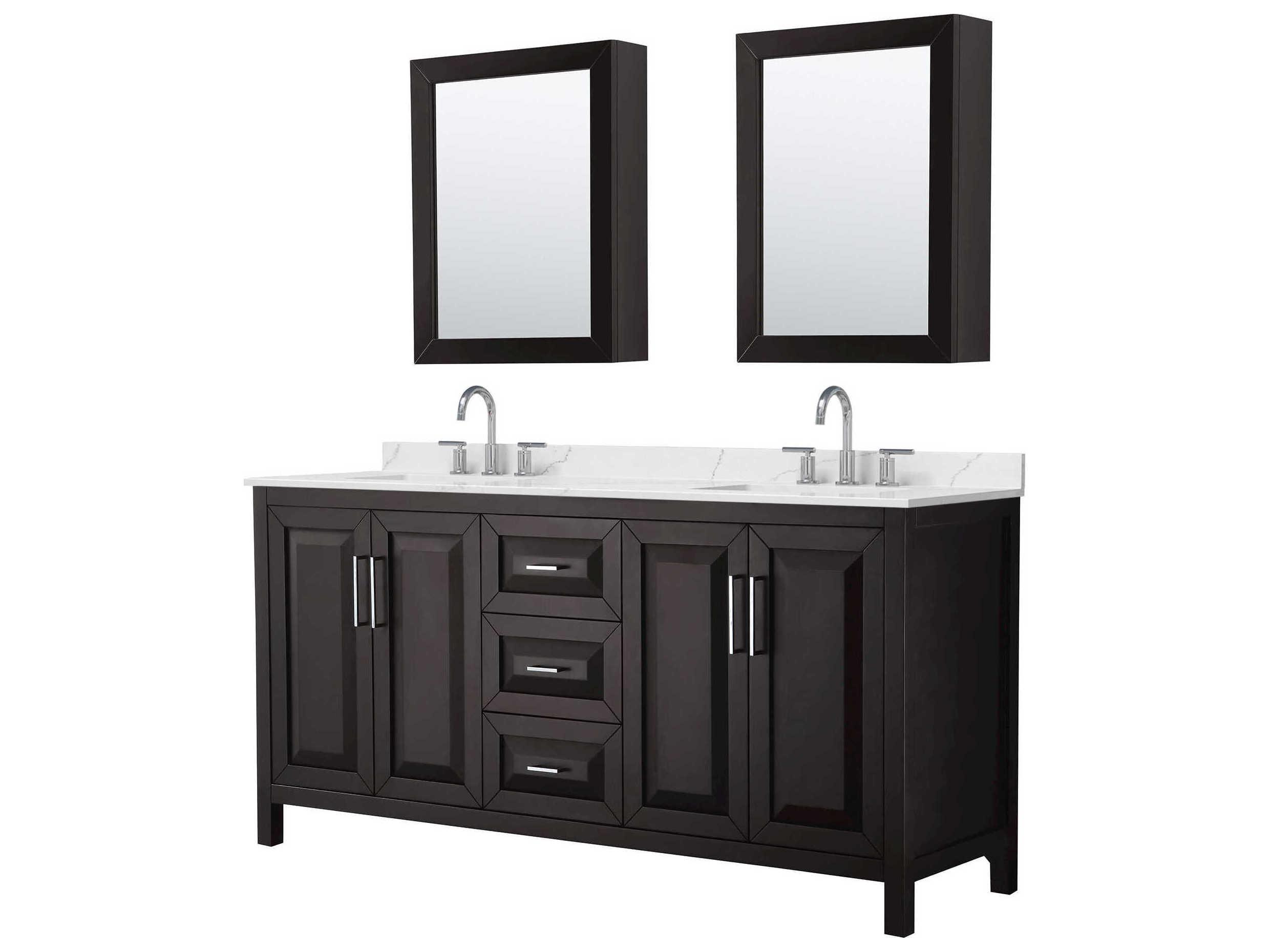 Wyndham Collection Daria 72" Dark Espresso Vanity with Medicine Cabinet