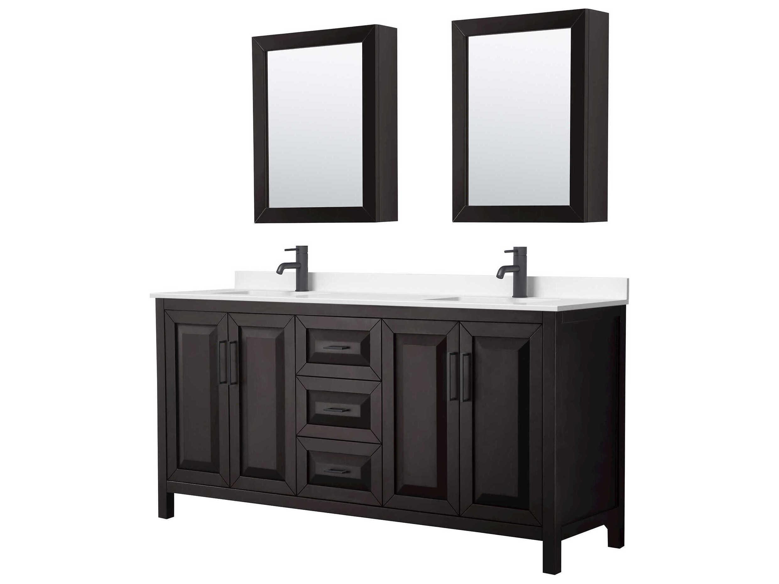 Wyndham Collection Daria 72" Dark Espresso Vanity with Medicine Cabinet