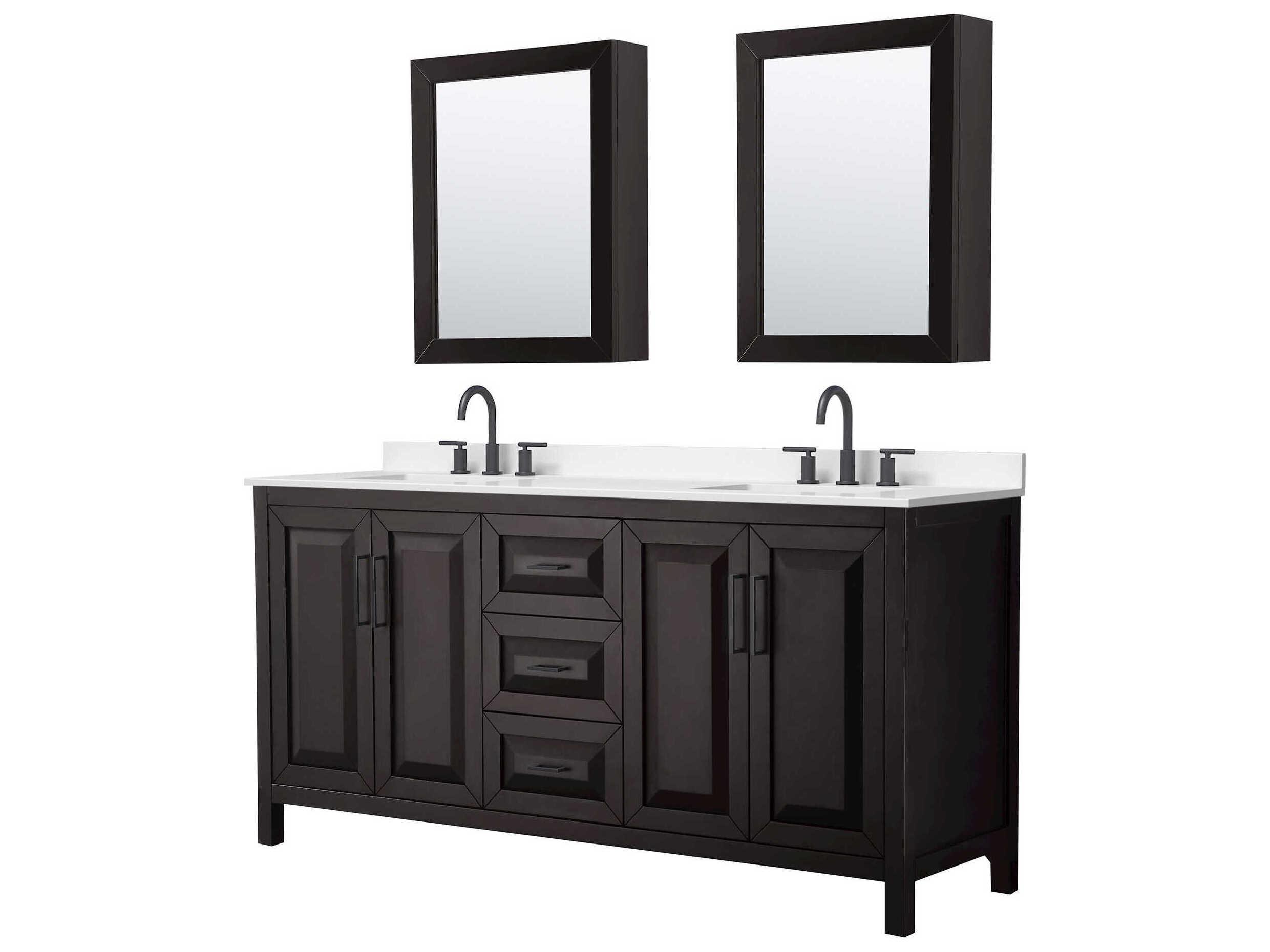 Wyndham Collection Daria 72" Dark Espresso Vanity with Medicine Cabinet