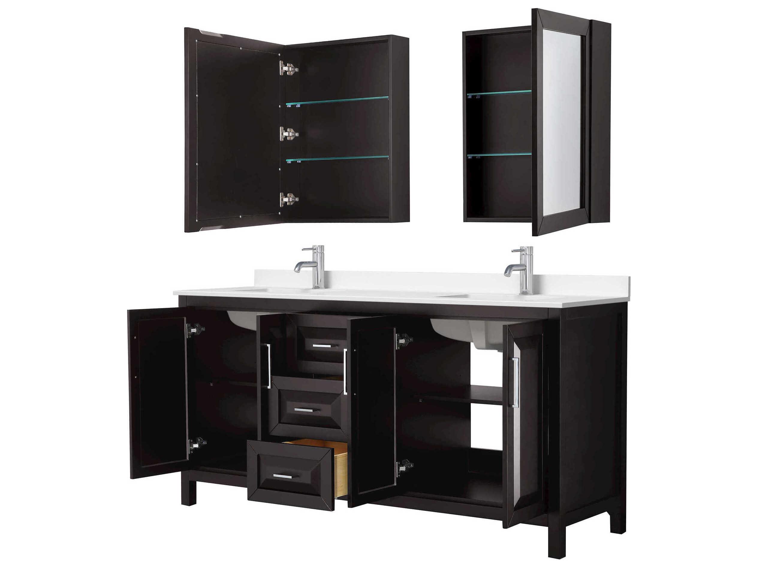 Wyndham Collection Daria 72" Dark Espresso Vanity with Medicine Cabinet