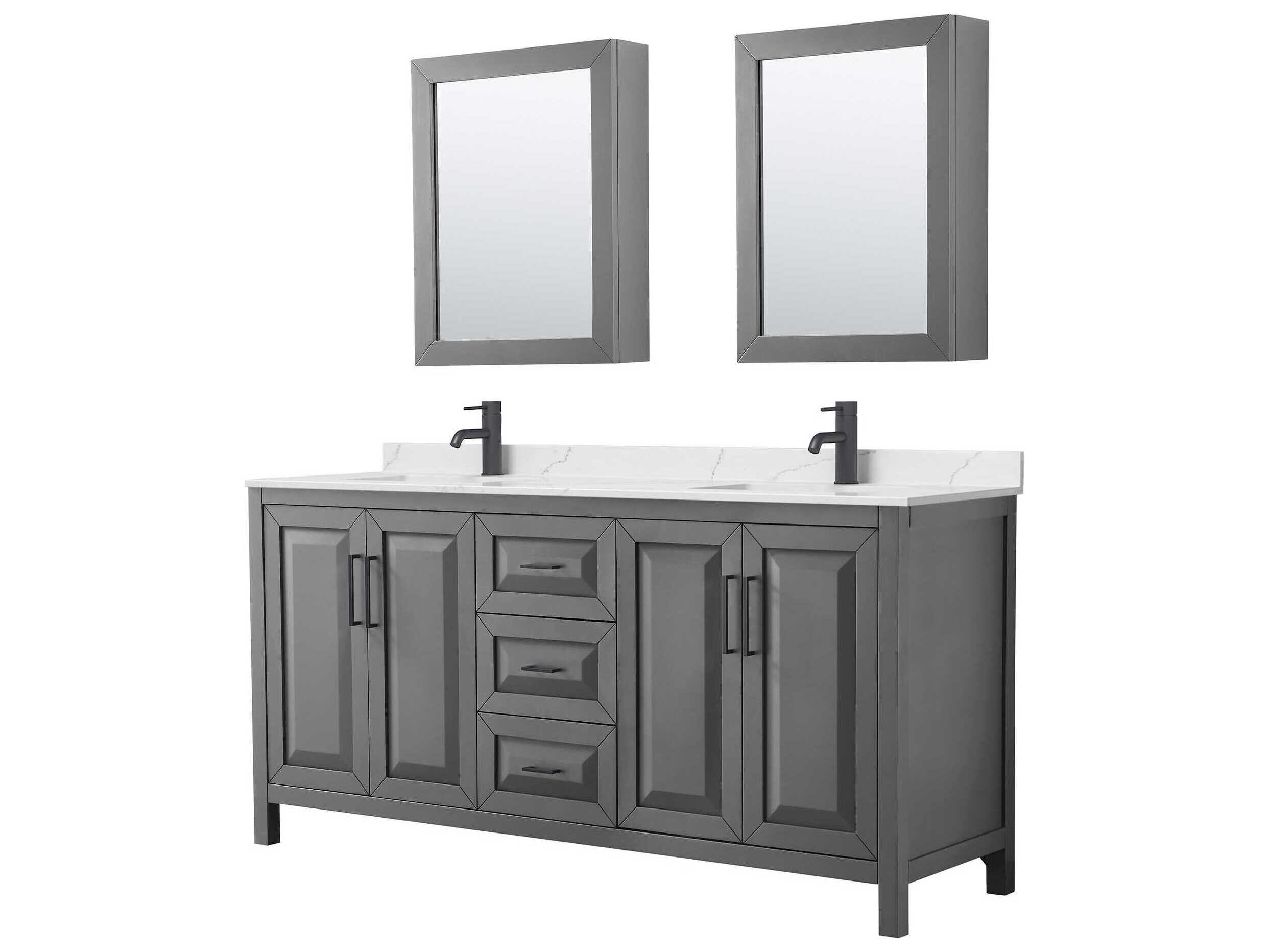 Wyndham Collection Daria 72" Dark Gray Vanity with Medicine Cabinet