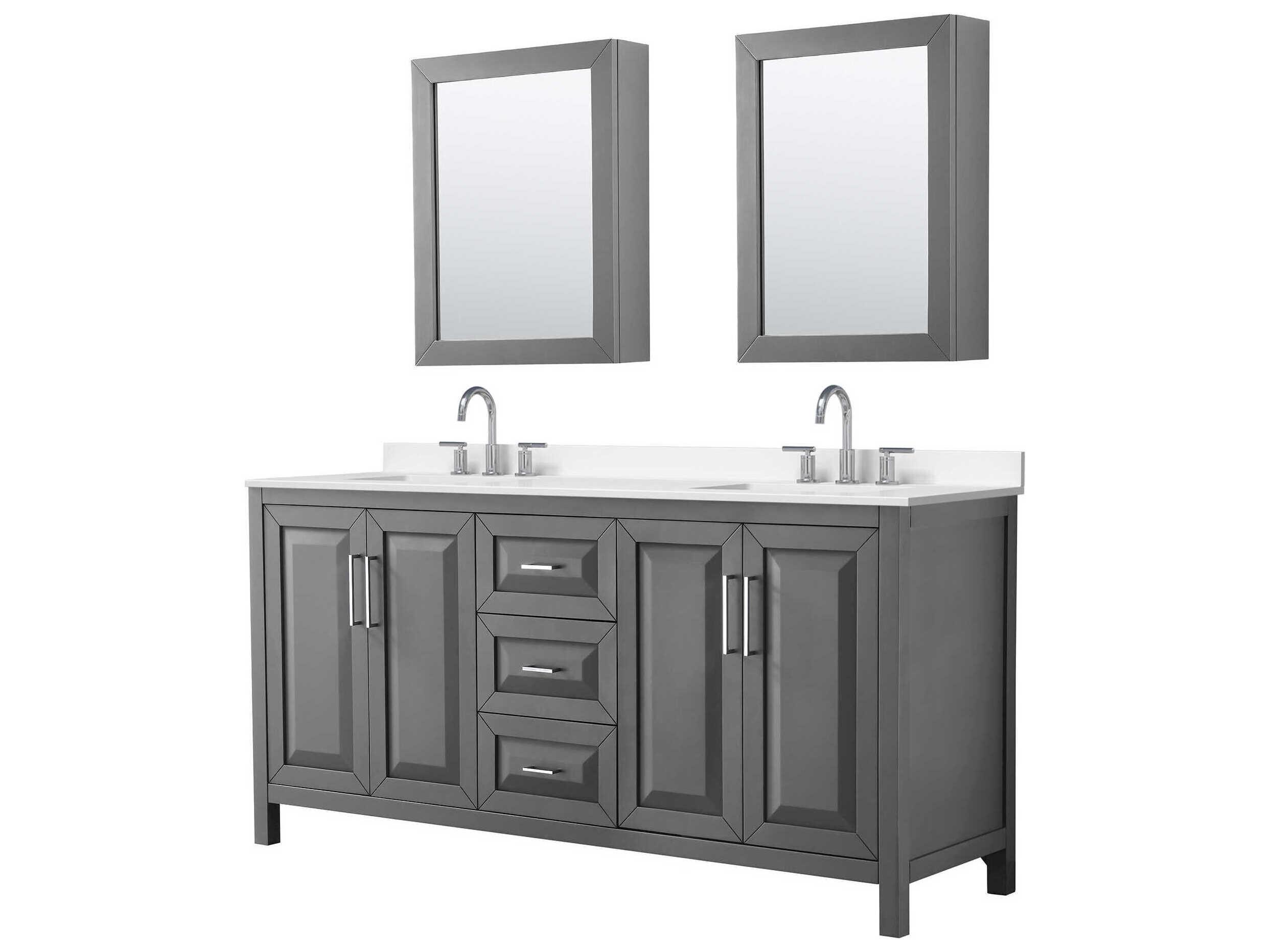 Wyndham Collection Daria 72" Dark Gray Vanity with Medicine Cabinet