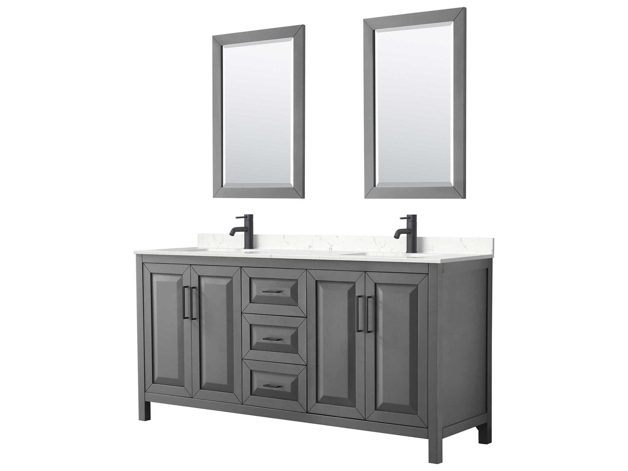 Wyndham Collection Daria 72" Dark Gray Vanity with 24" Mirror