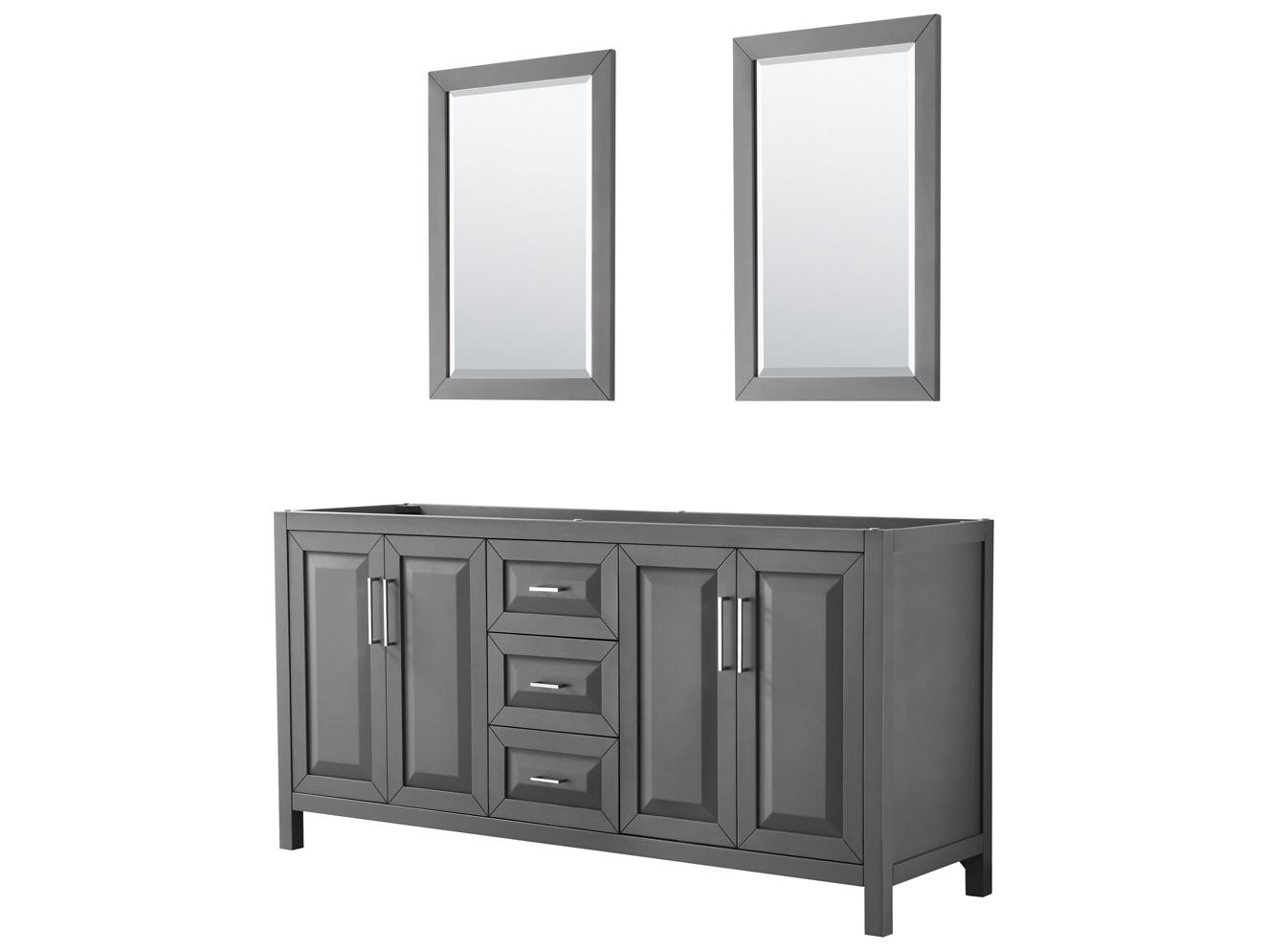 Wyndham Collection Daria 71" Dark Gray Vanity with 24" Mirror