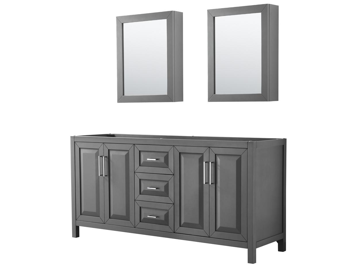 Wyndham Collection Daria 71" Dark Gray Vanity with Medicine Cabinet