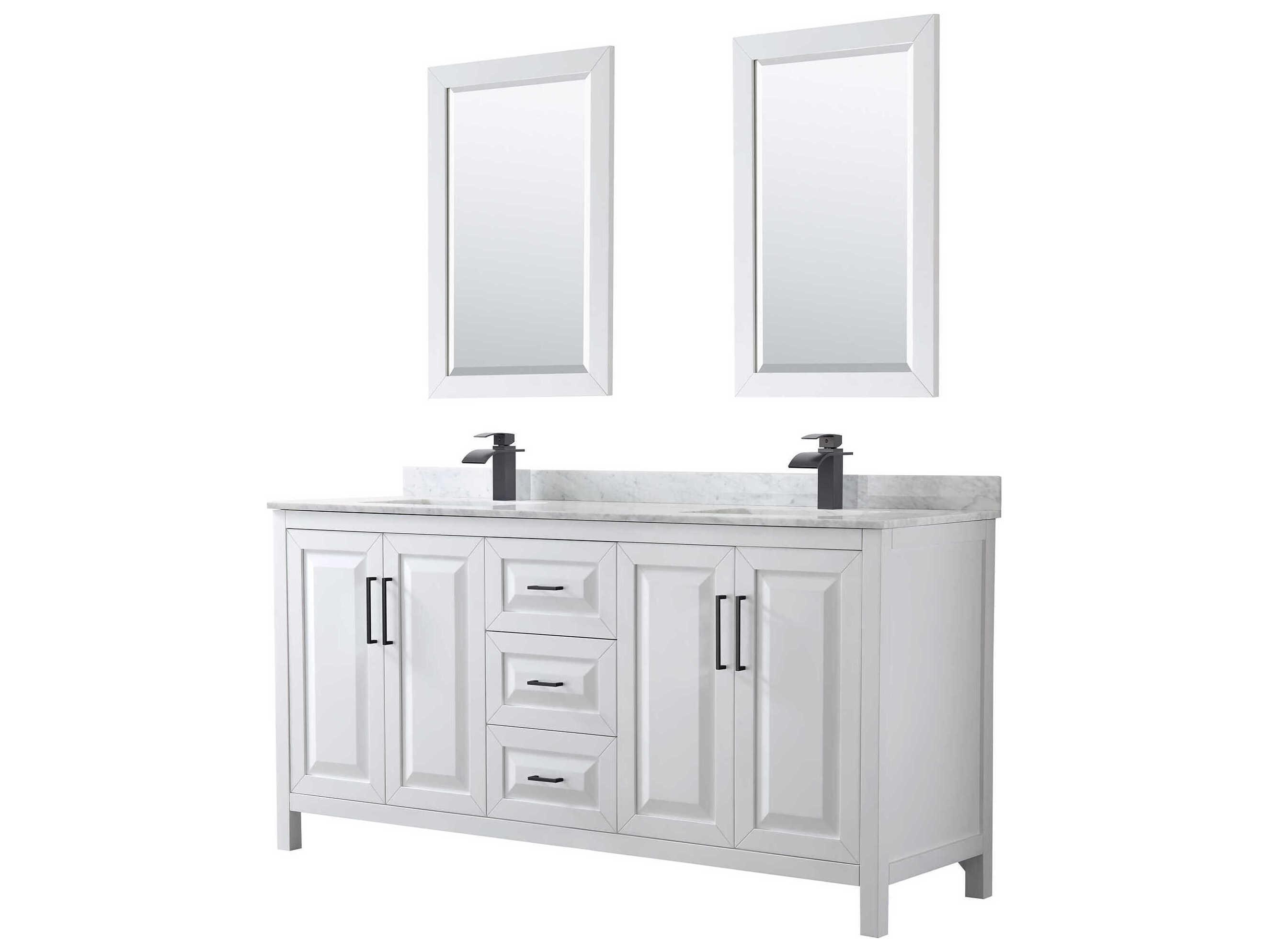 Wyndham Collection Daria 72" White Vanity with 24" Mirror