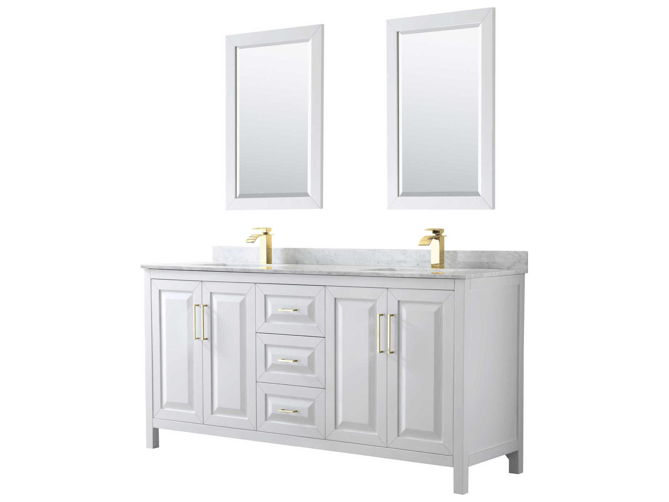 Wyndham Collection Daria 72" White Vanity with 24" Mirror