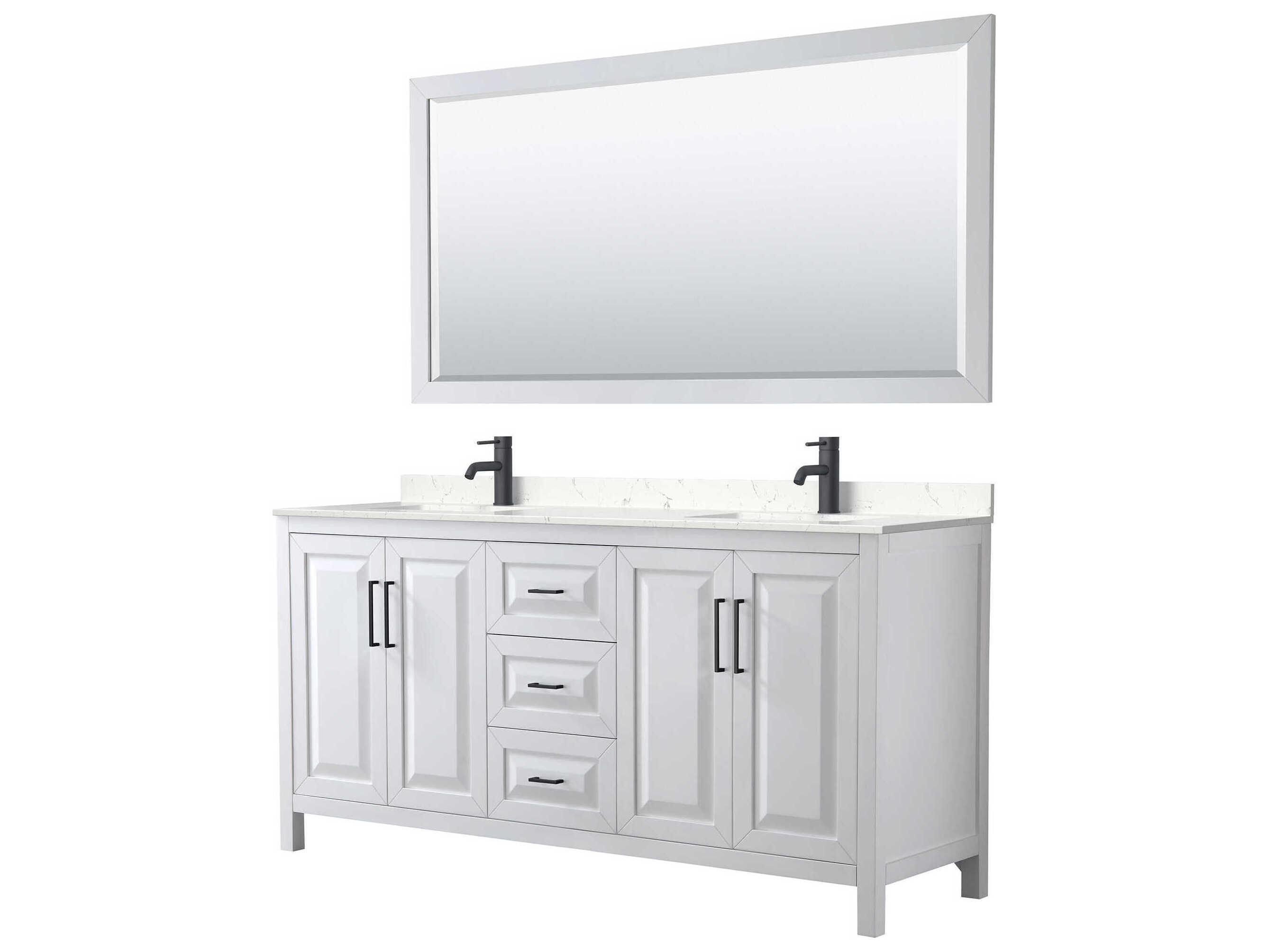Wyndham Collection Daria 72" White Vanity with 70" Mirror