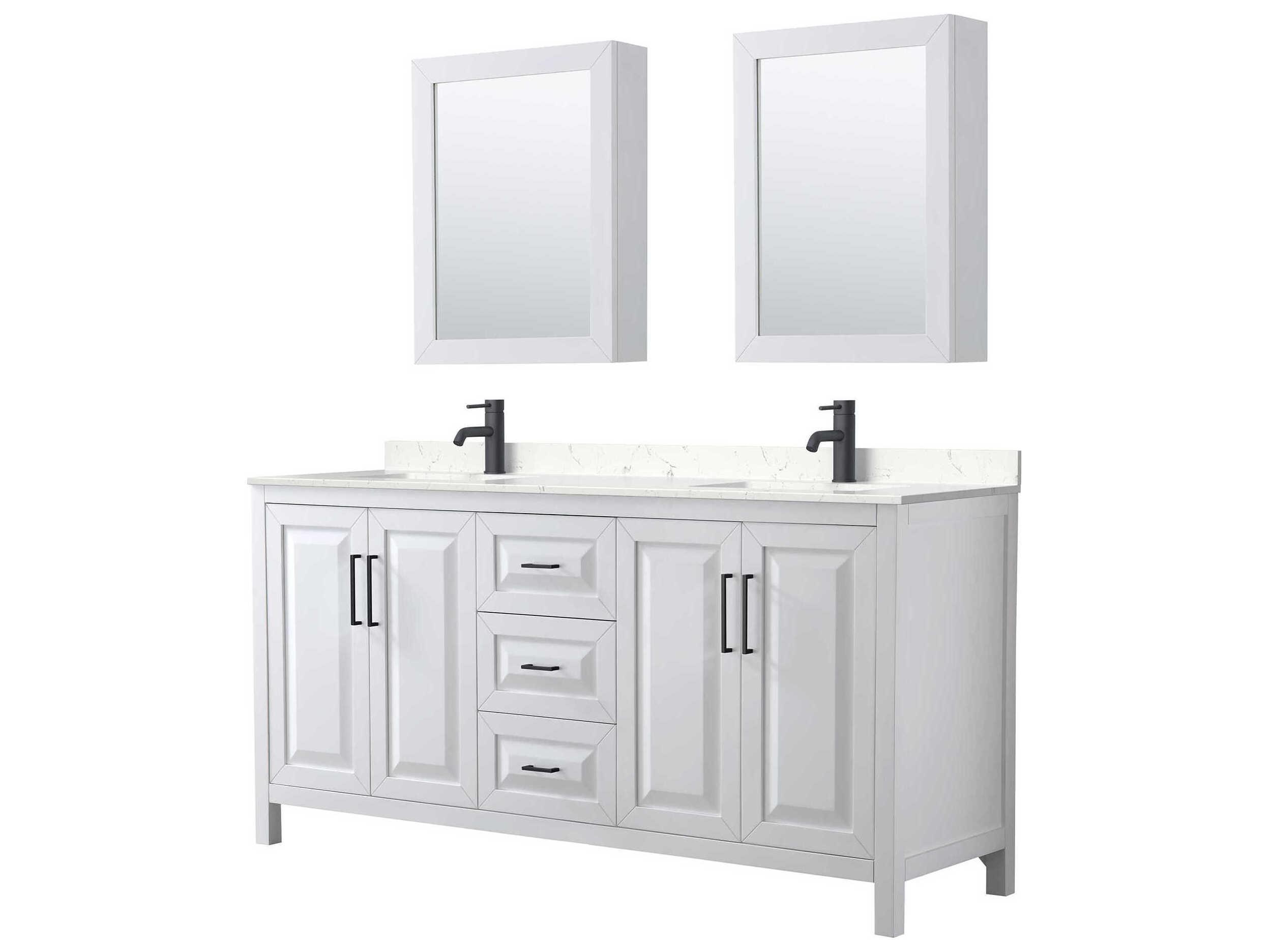 Wyndham Collection Daria 72" White Vanity with Medicine Cabinet