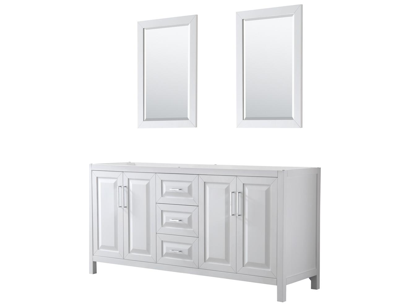 Wyndham Collection Daria 71" White Vanity with 24" Mirror
