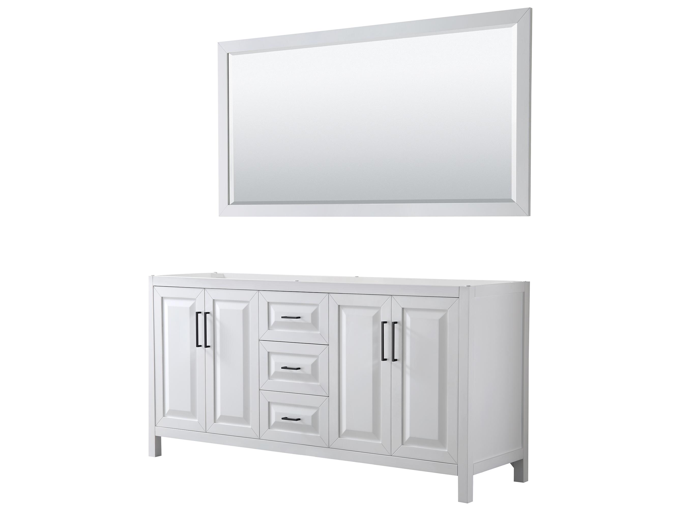 Wyndham Collection Daria 71" White Vanity with 70" Mirror