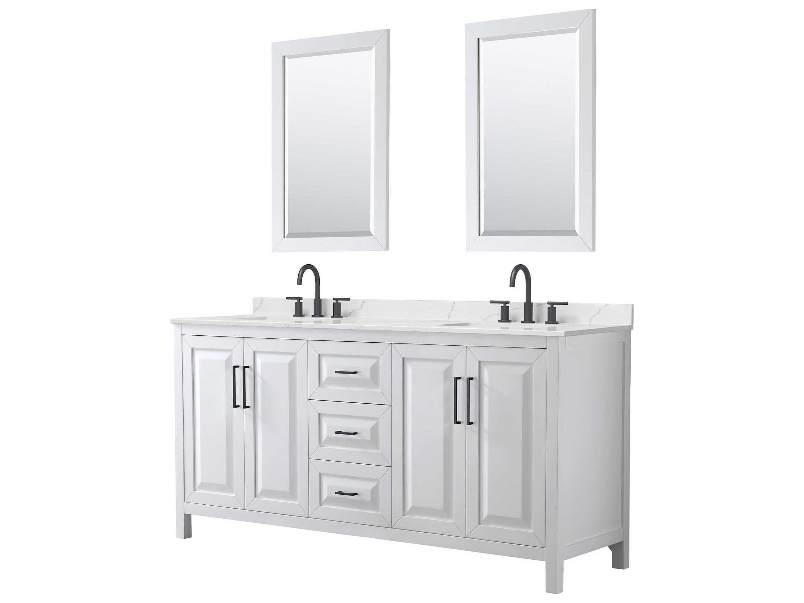 Wyndham Collection Daria 72" White Vanity with 24" Mirror