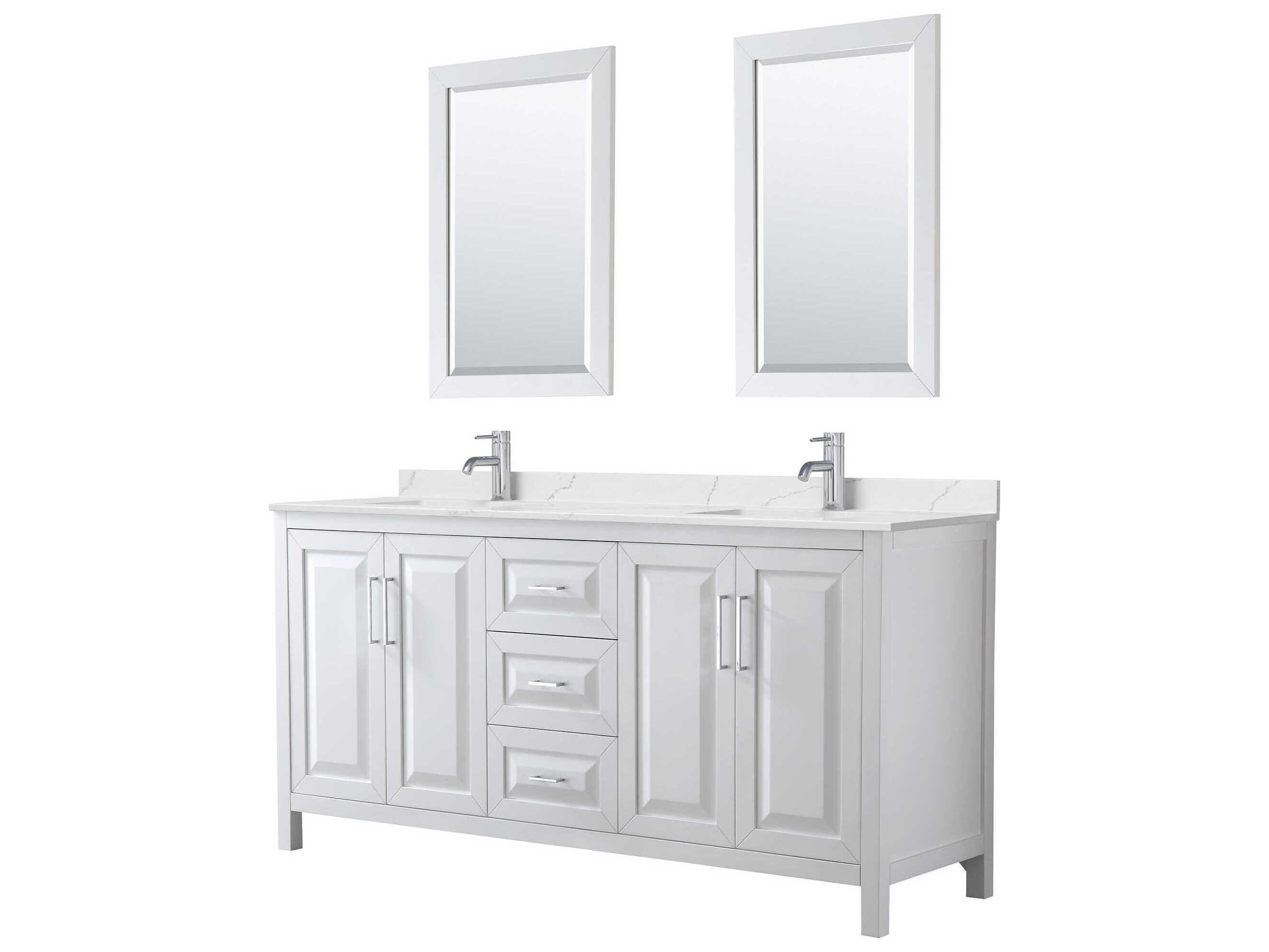 Wyndham Collection Daria 72" White Vanity with 24" Mirror