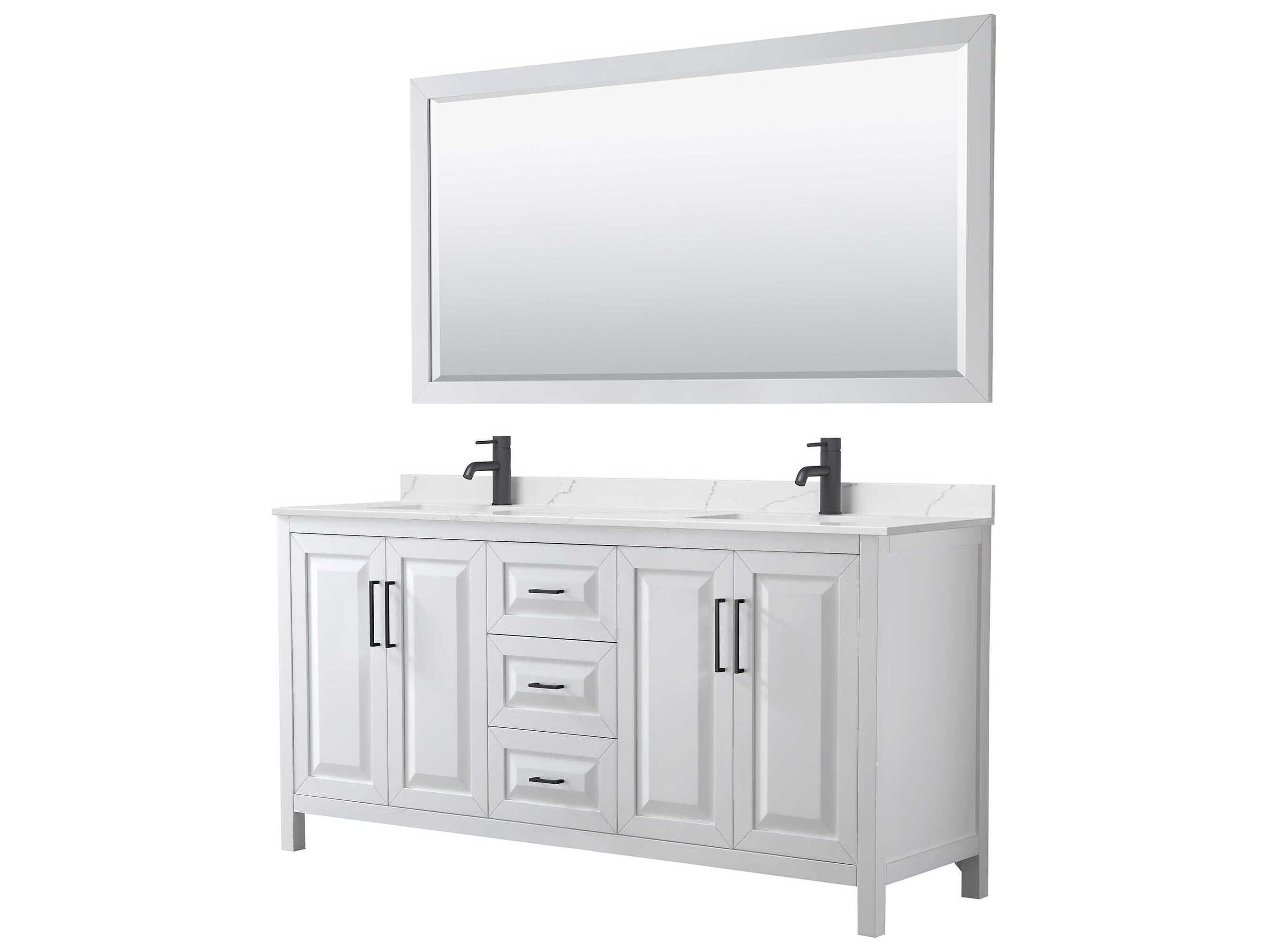 Wyndham Collection Daria 72" White Vanity with 70" Mirror