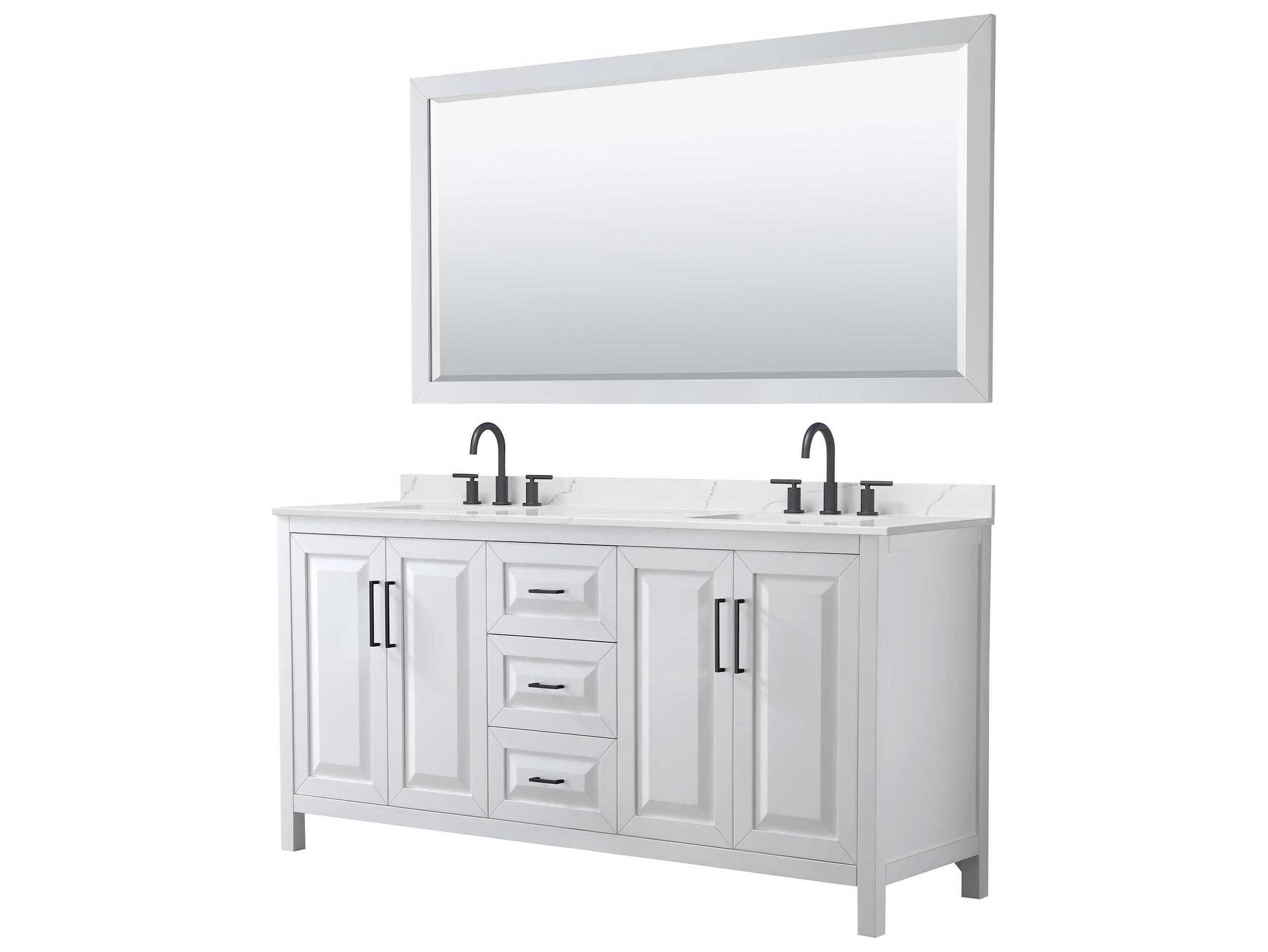 Wyndham Collection Daria 72" White Vanity with 70" Mirror