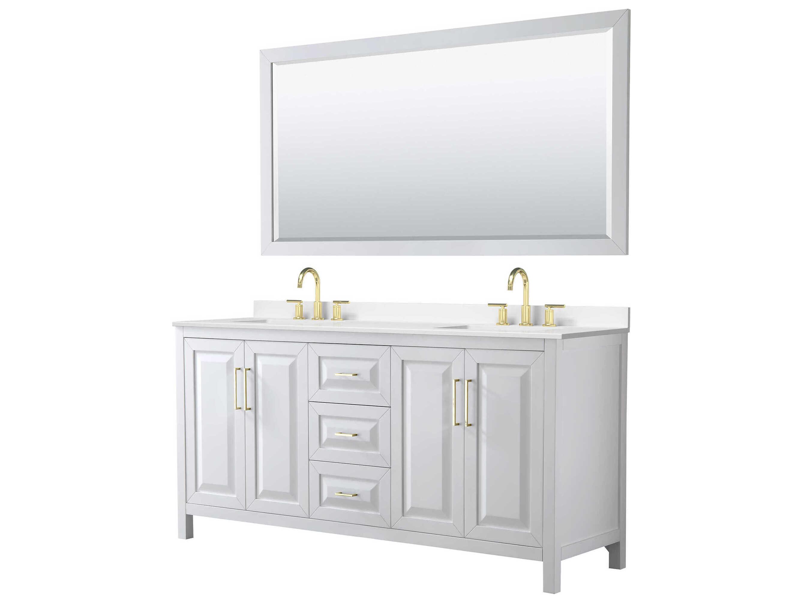 Wyndham Collection Daria 72" White Vanity with 70" Mirror