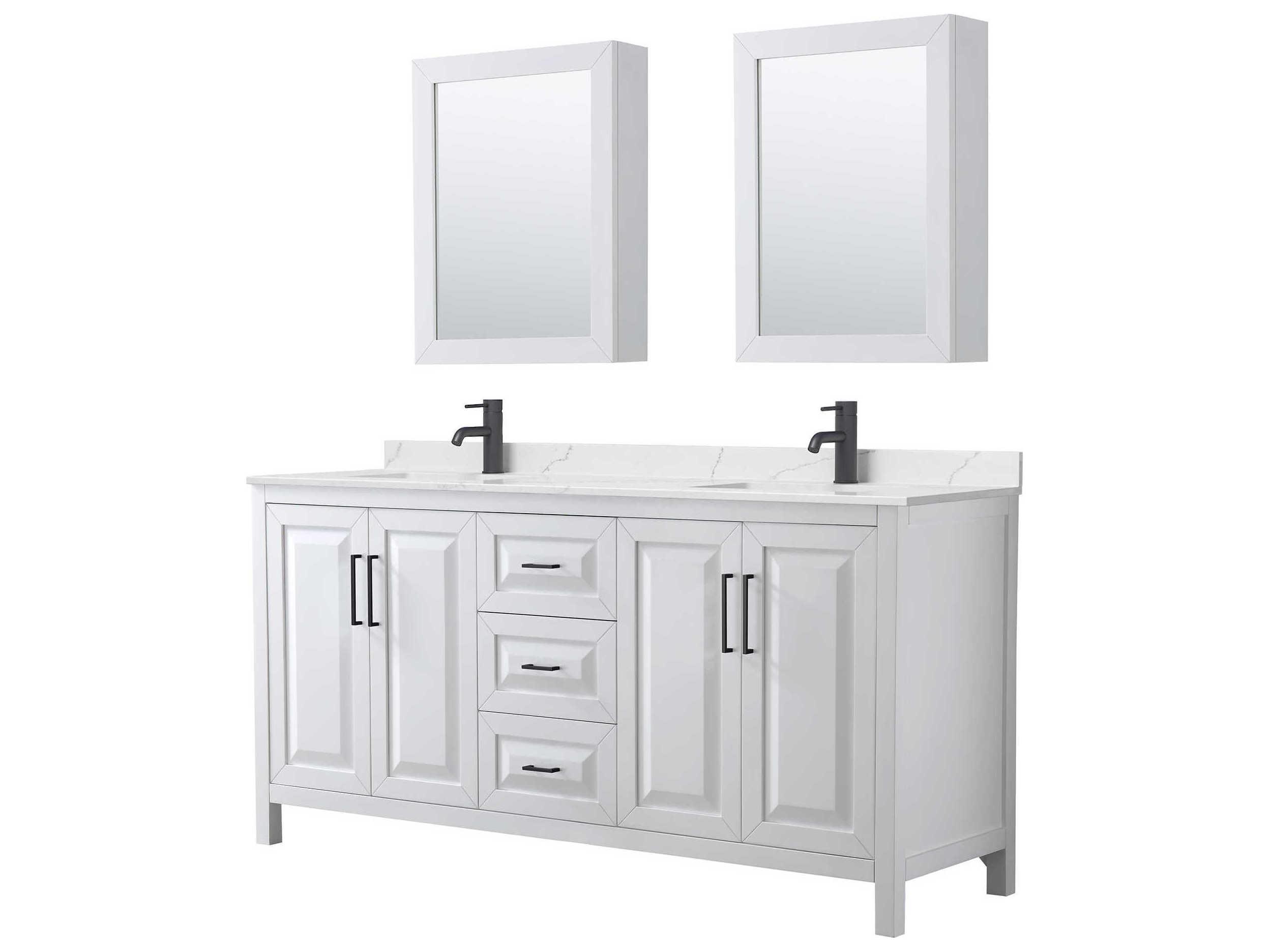 Wyndham Collection Daria 72" White Vanity with Medicine Cabinet