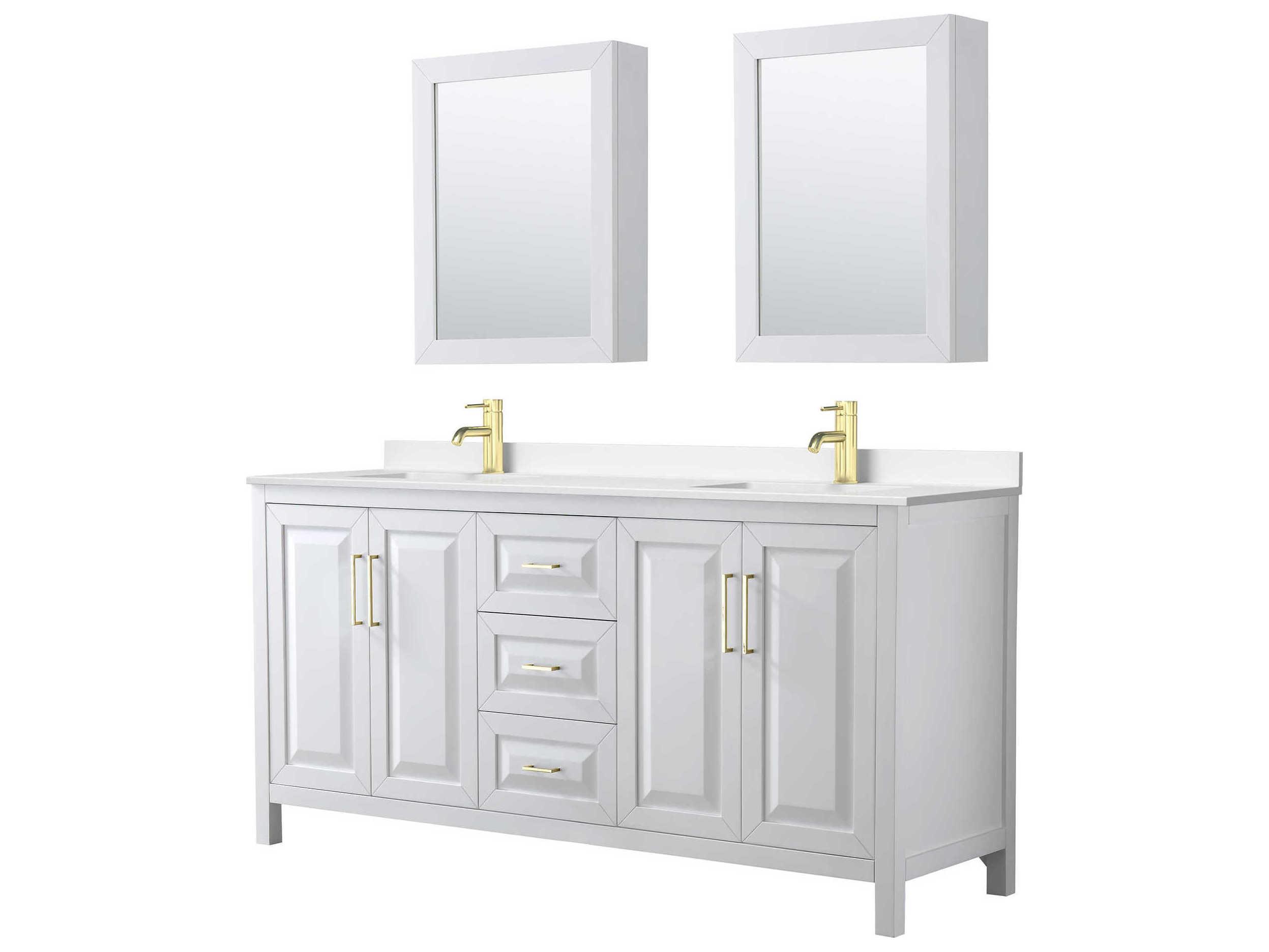 Wyndham Collection Daria 72" White Vanity with Medicine Cabinet