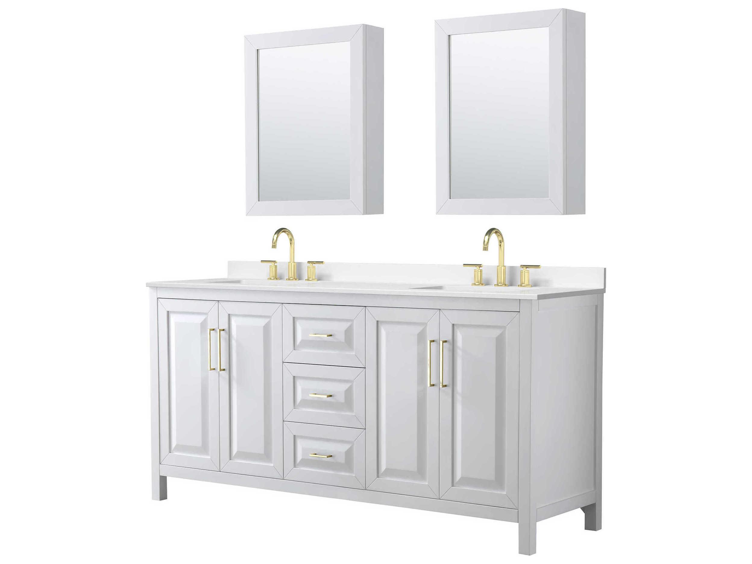 Wyndham Collection Daria 72" White Vanity with Medicine Cabinet