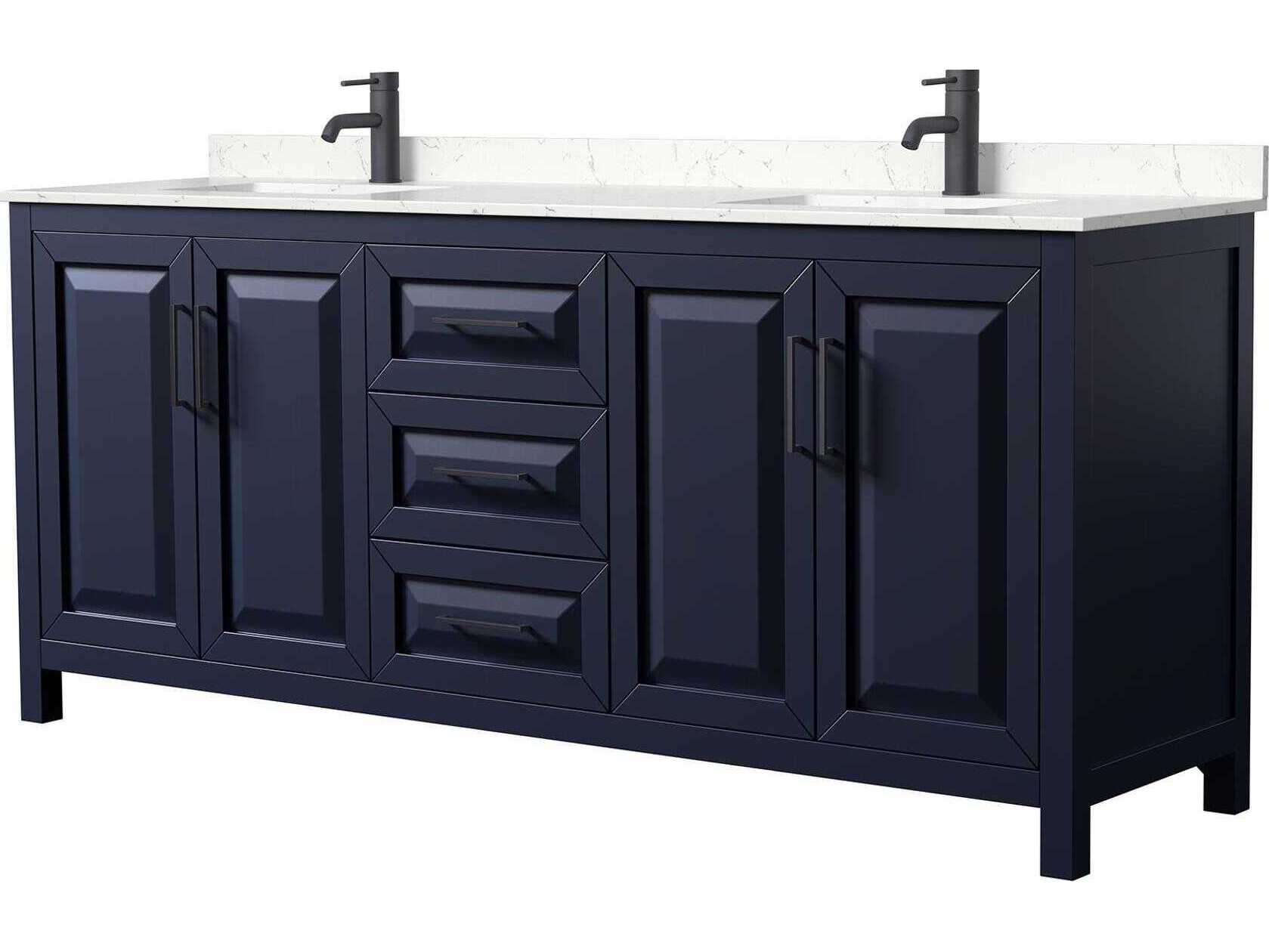 Wyndham Collection Daria 80" Dark Blue Vanity