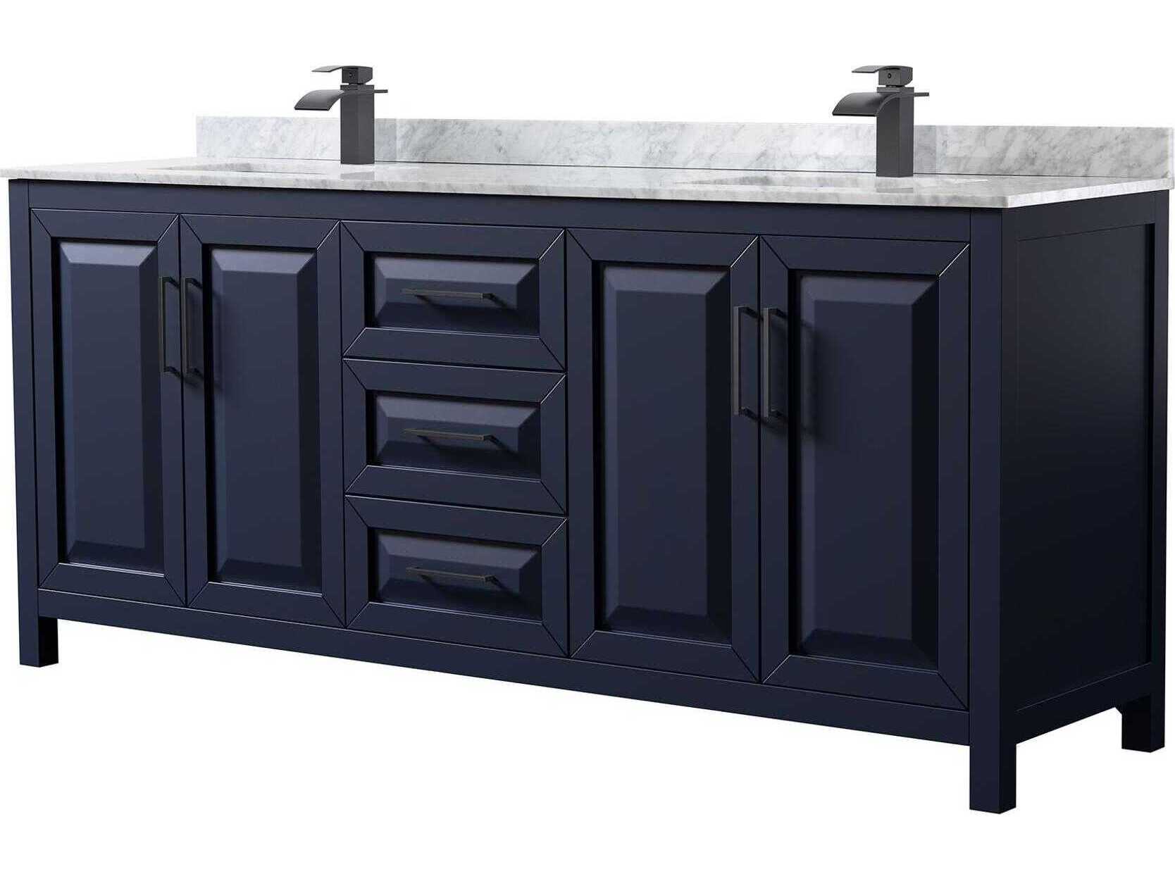 Wyndham Collection Daria 80" Dark Blue Vanity