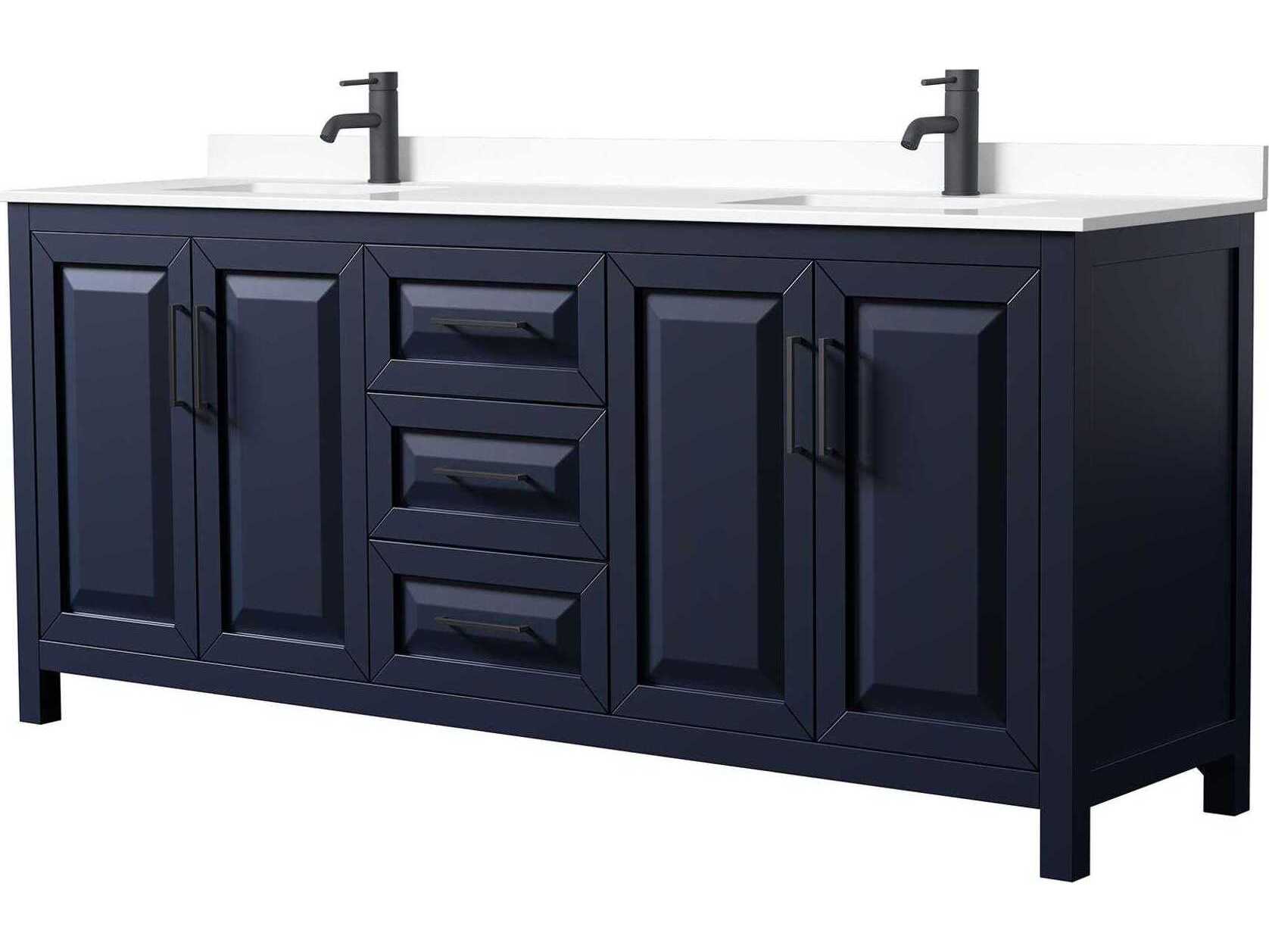 Wyndham Collection Daria 80" Dark Blue Vanity
