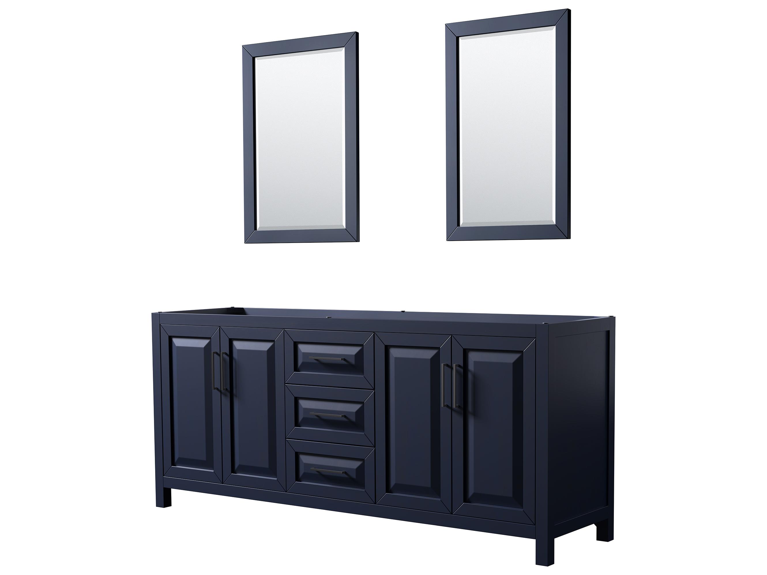 Wyndham Collection Daria 79" Dark Blue Vanity with 24" Mirror