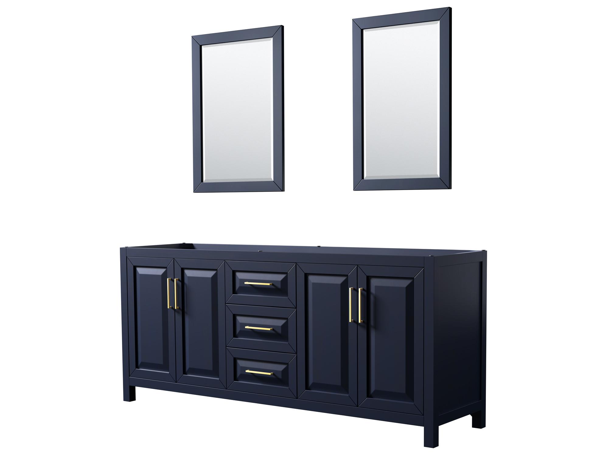 Wyndham Collection Daria 79" Dark Blue Vanity with 24" Mirror