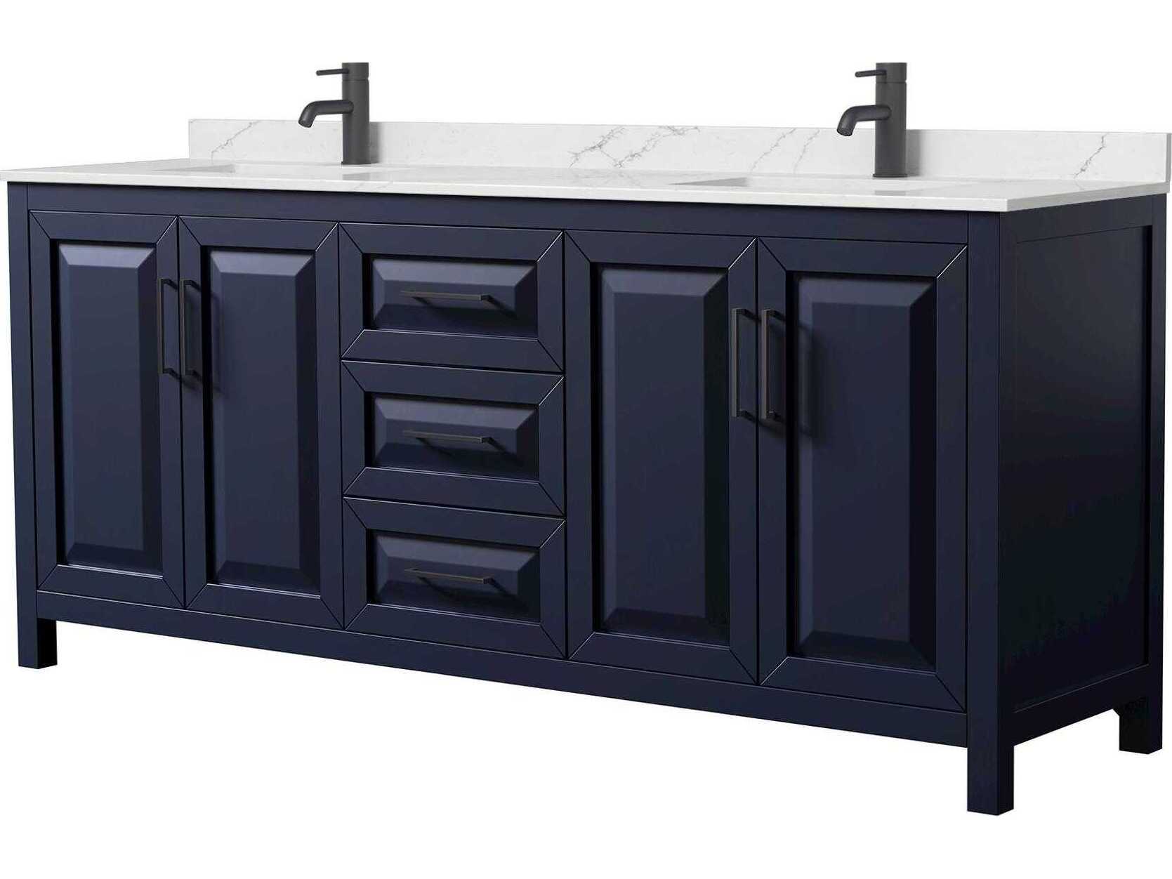 Wyndham Collection Daria 80" Dark Blue Vanity