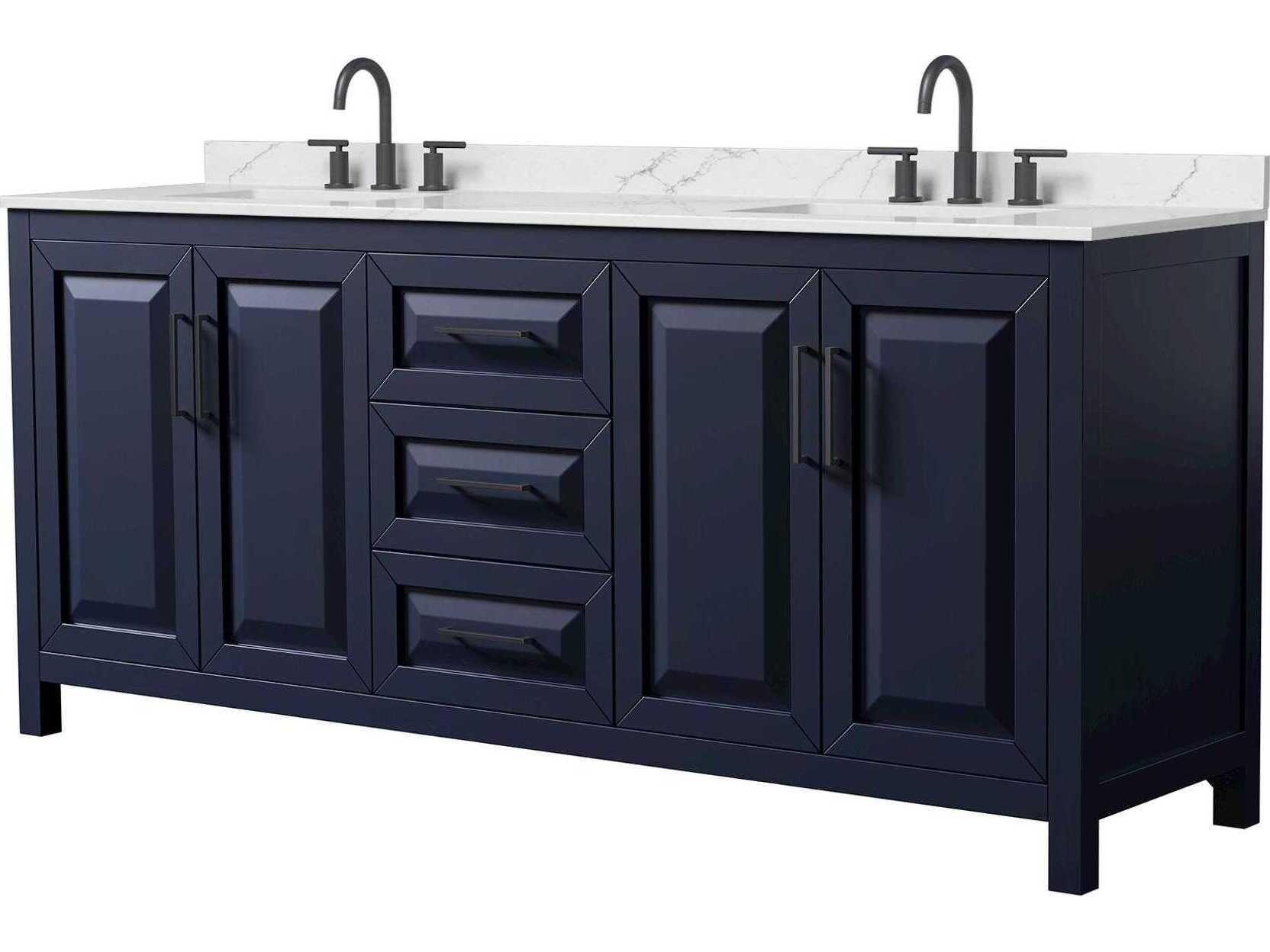 Wyndham Collection Daria 80" Dark Blue Vanity
