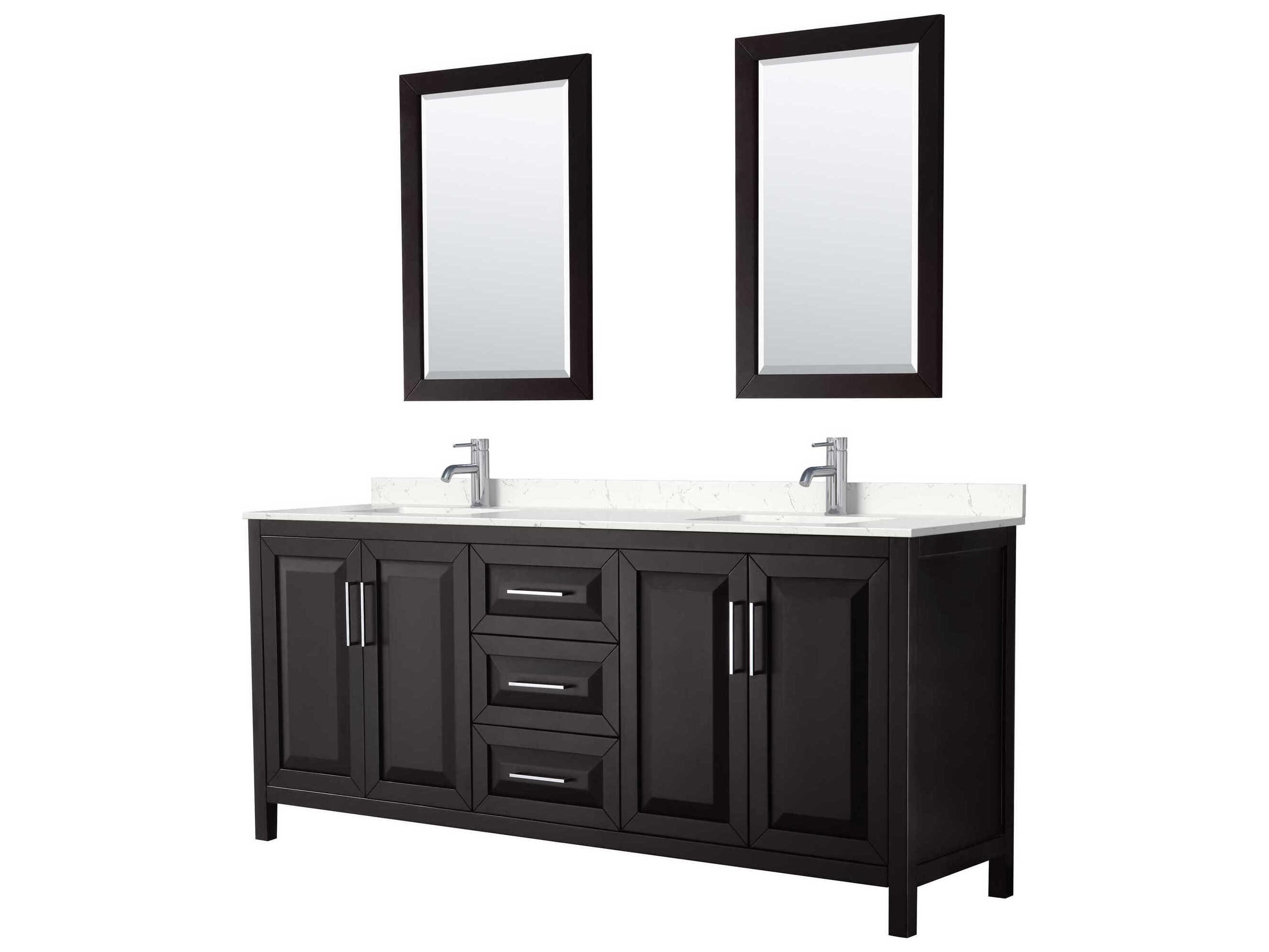 Wyndham Collection Daria 80" Dark Espresso Vanity with 24" Mirror
