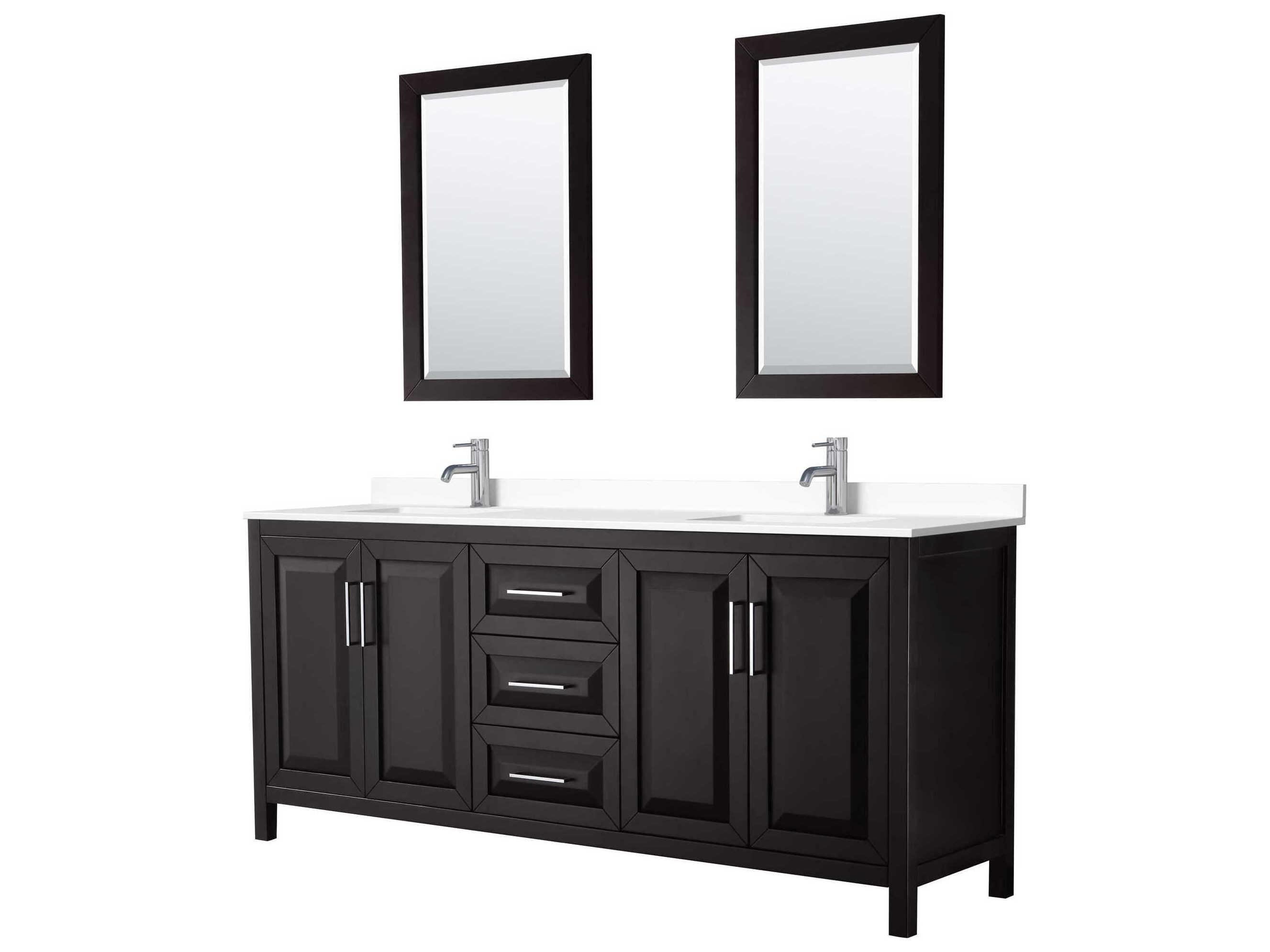 Wyndham Collection Daria 80" Dark Espresso Vanity with 24" Mirror