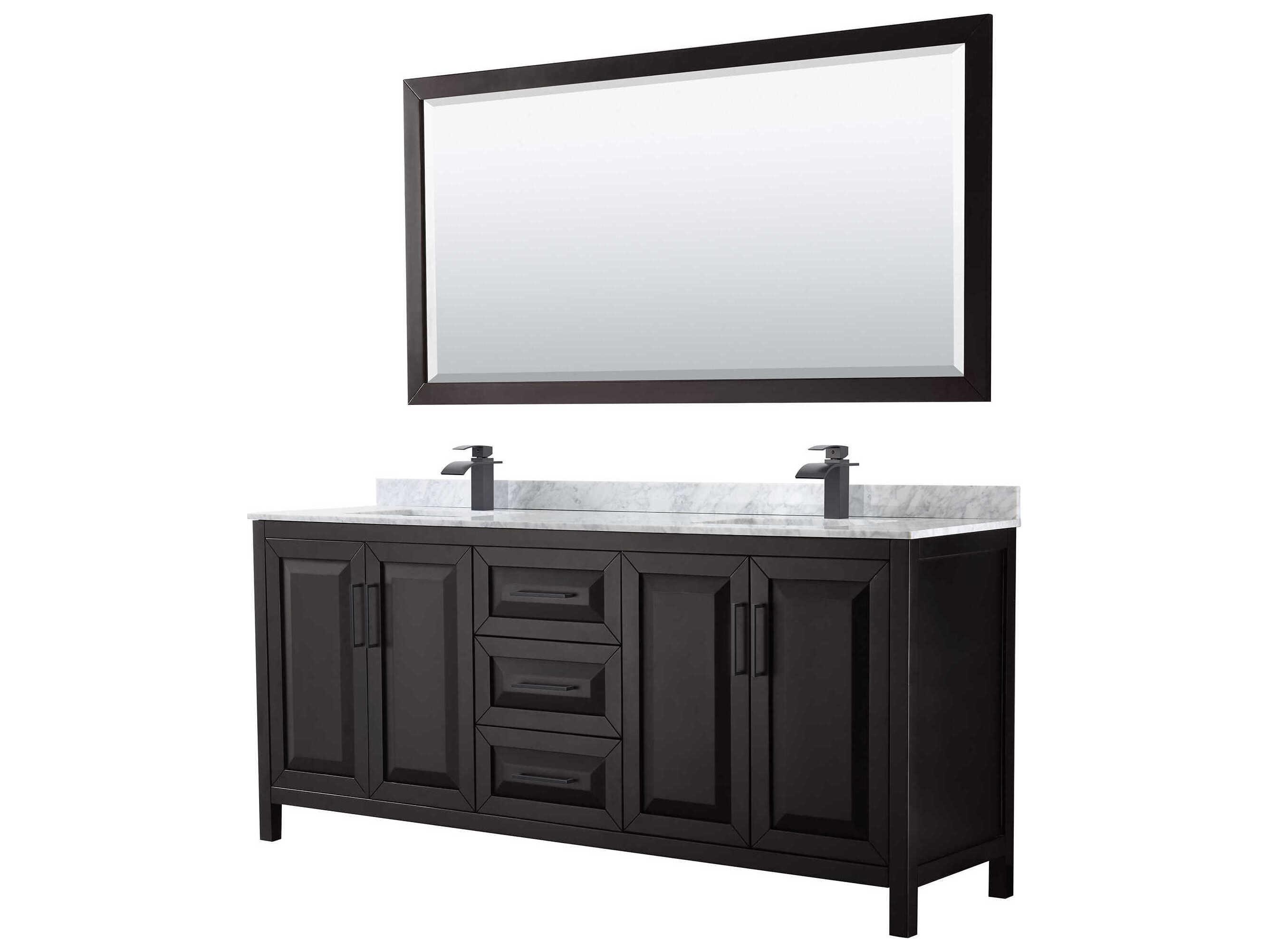 Wyndham Collection Daria 80" Dark Espresso Vanity with 70" Mirror