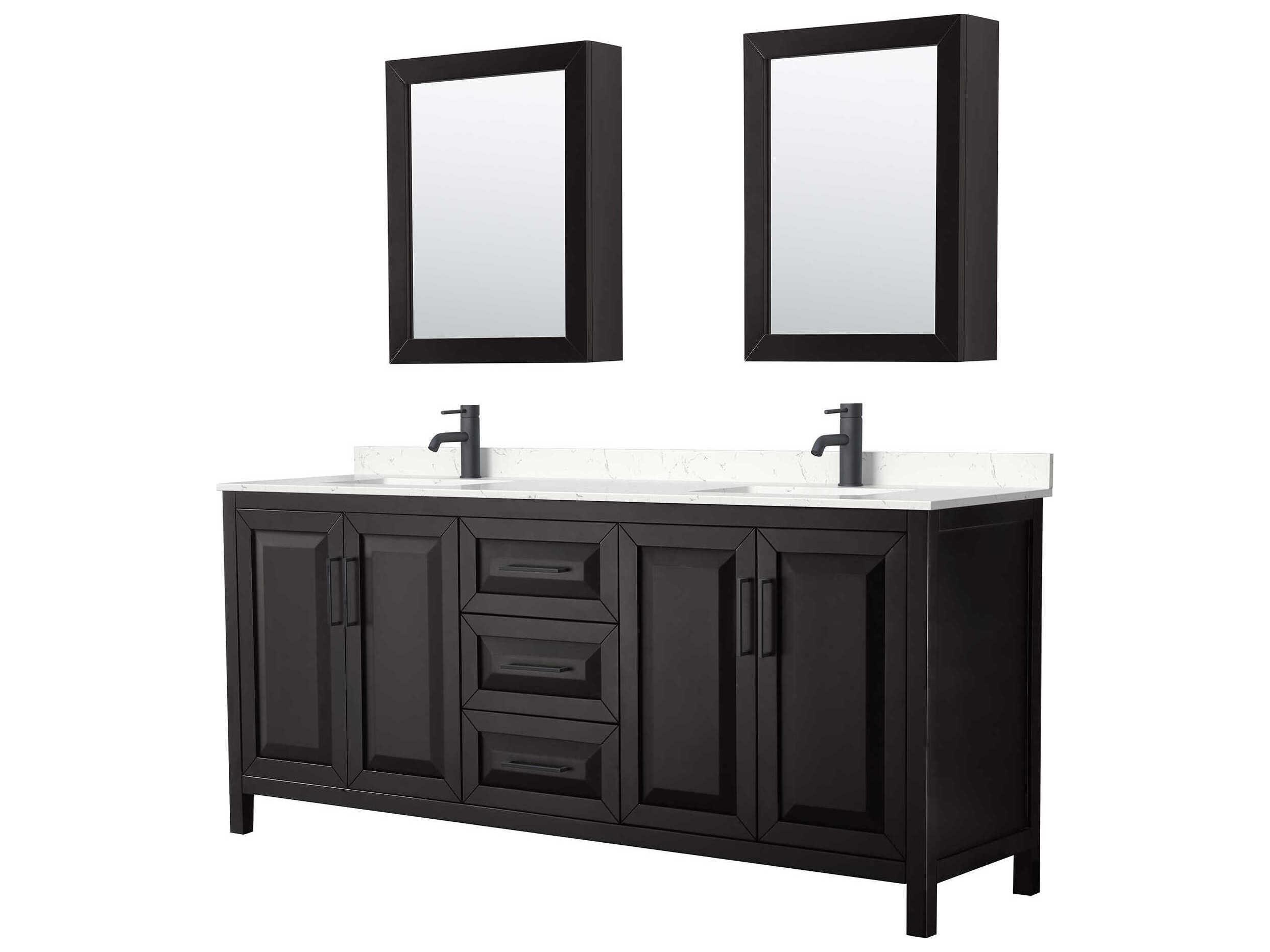 Wyndham Collection Daria 80" Dark Espresso Vanity with Medicine Cabinet