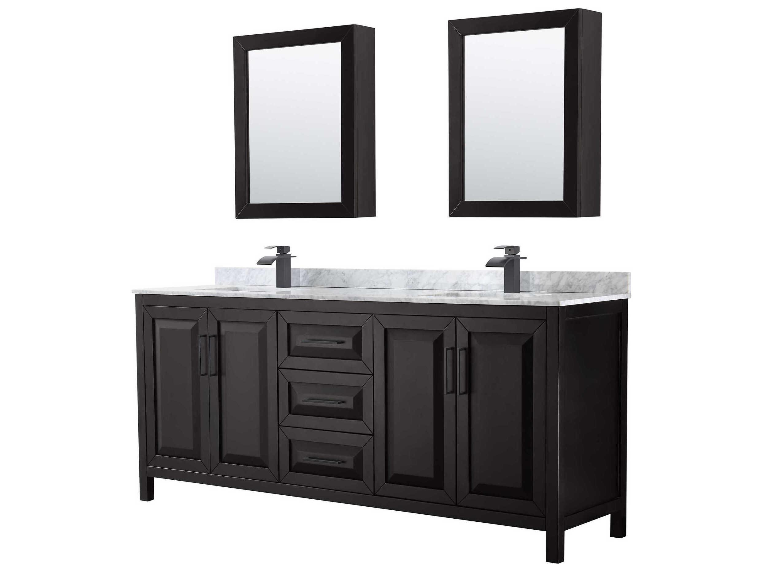 Wyndham Collection Daria 80" Dark Espresso Vanity with Medicine Cabinet